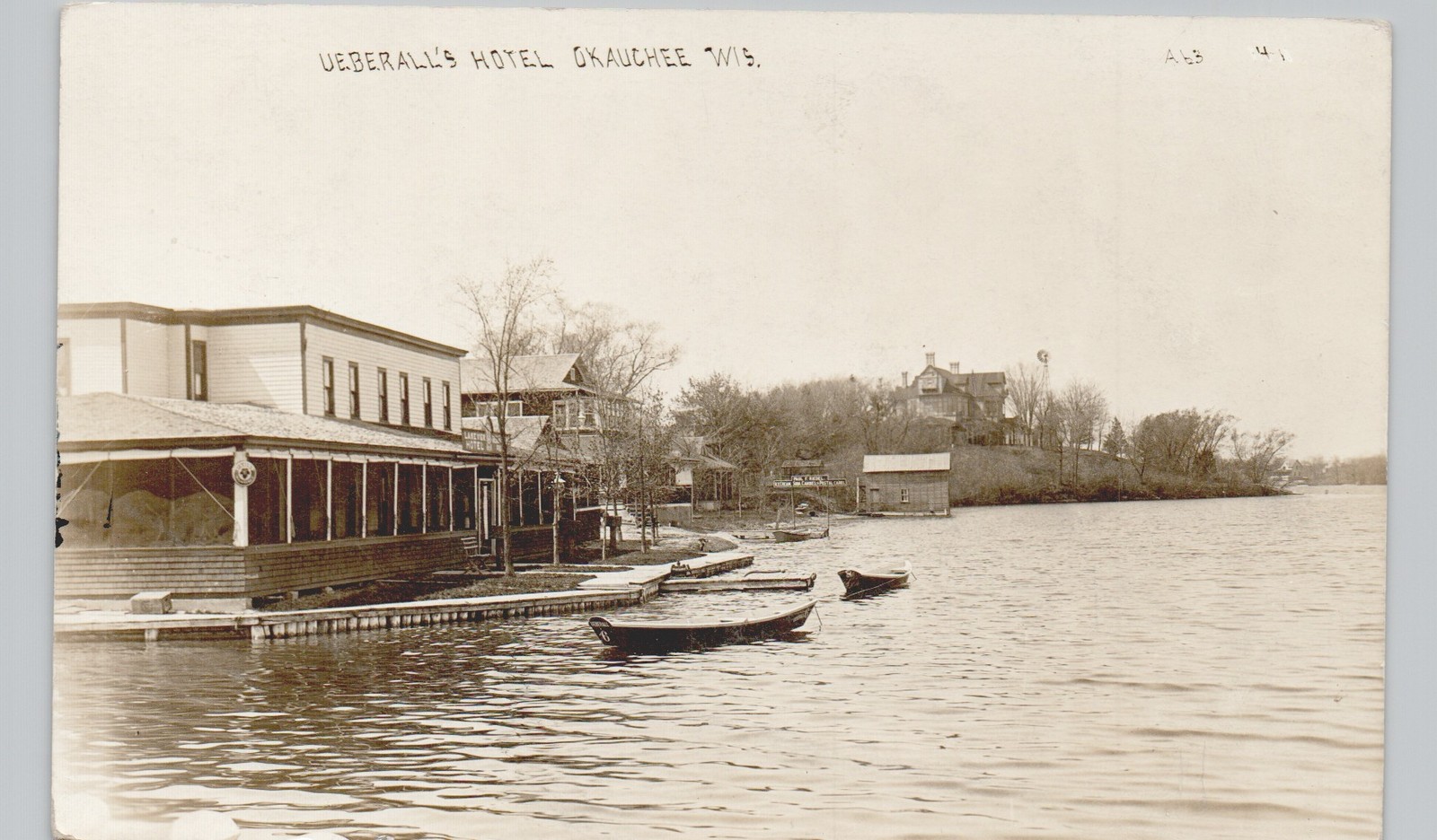 VEBERALL\'S HOTEL okauchee wi c1910 postcard wisconsin real photo rppc VEBERALL\'S HOTEL okauchee wi c1910 postcard wisconsin real photo rppc