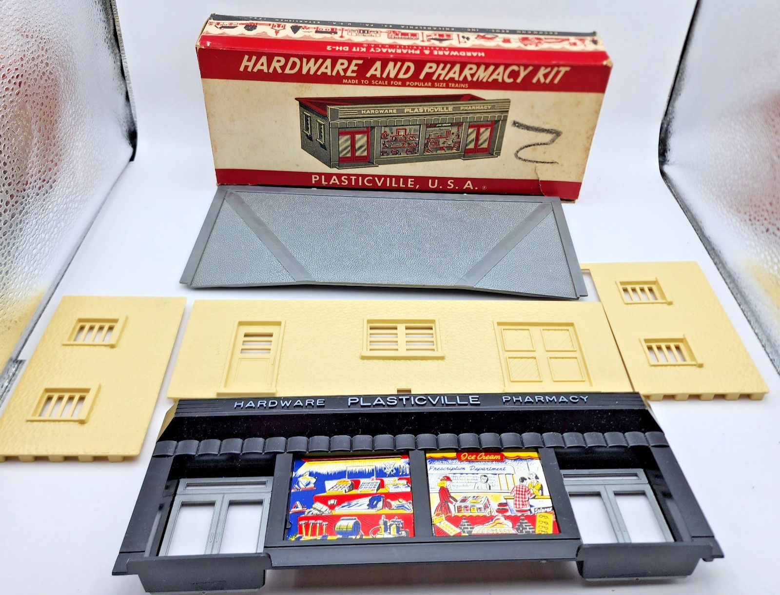 Vintage 1950s Plasticville O/S Hardware & Pharmacy 100% Complete, Clean with Box