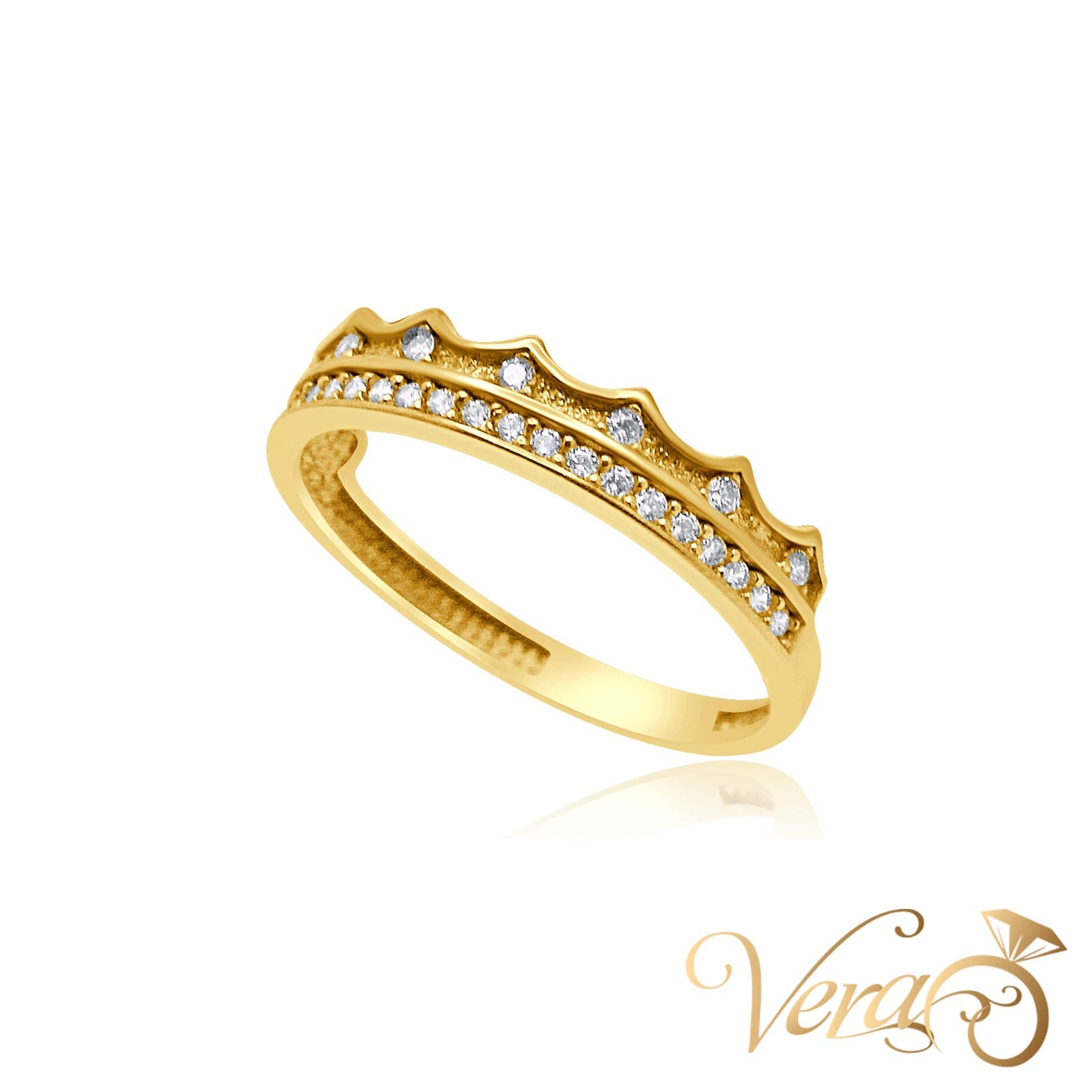 10K YG Women Ring CZ, Size 7.5, 1.4g