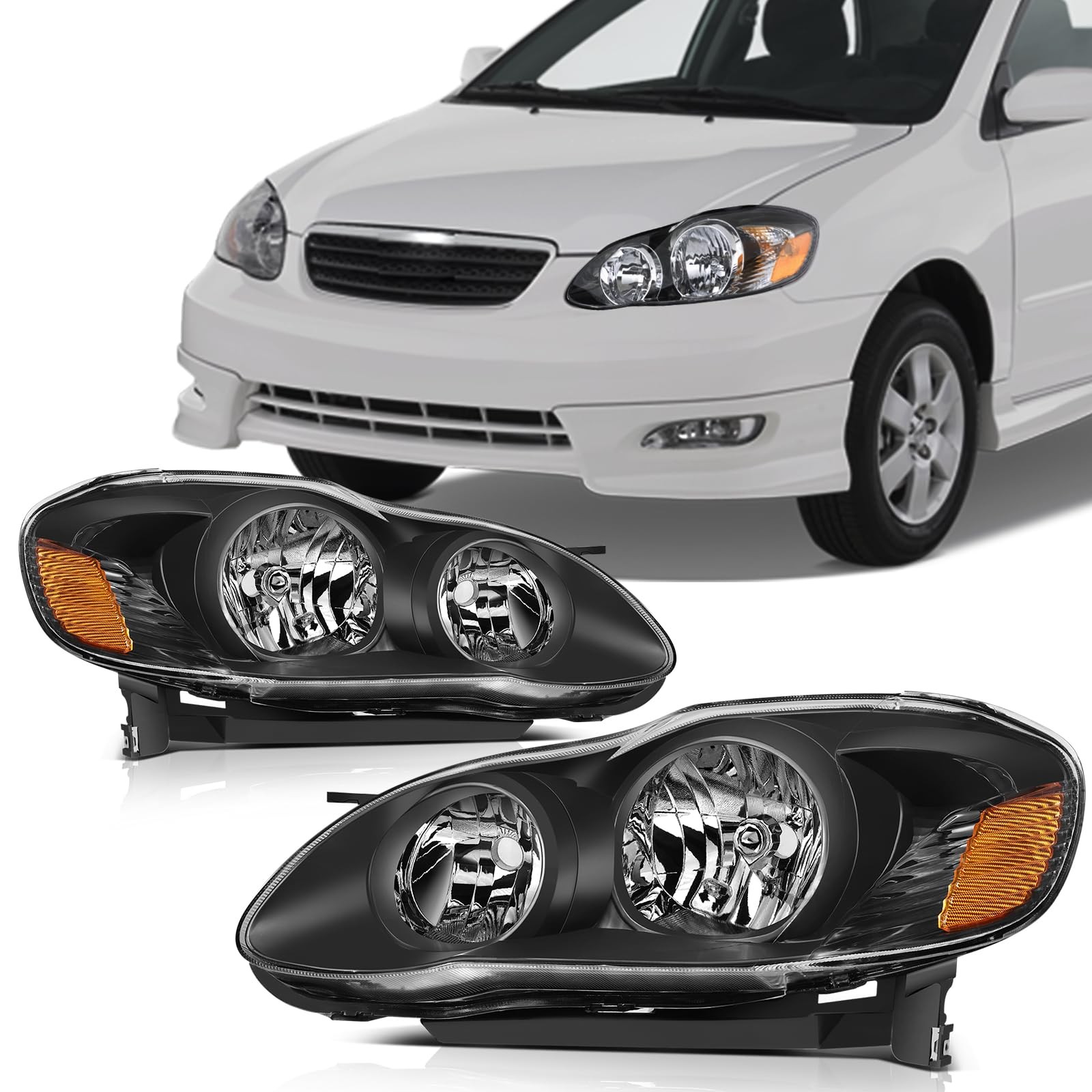 SCITOO Headlight Assembly Toyota Corolla 2003-2008 Pair Headlamps OE8111002190 SCITOO Headlight Assembly Toyota Corolla 2003-2008 Pair Headlamps OE8111002190