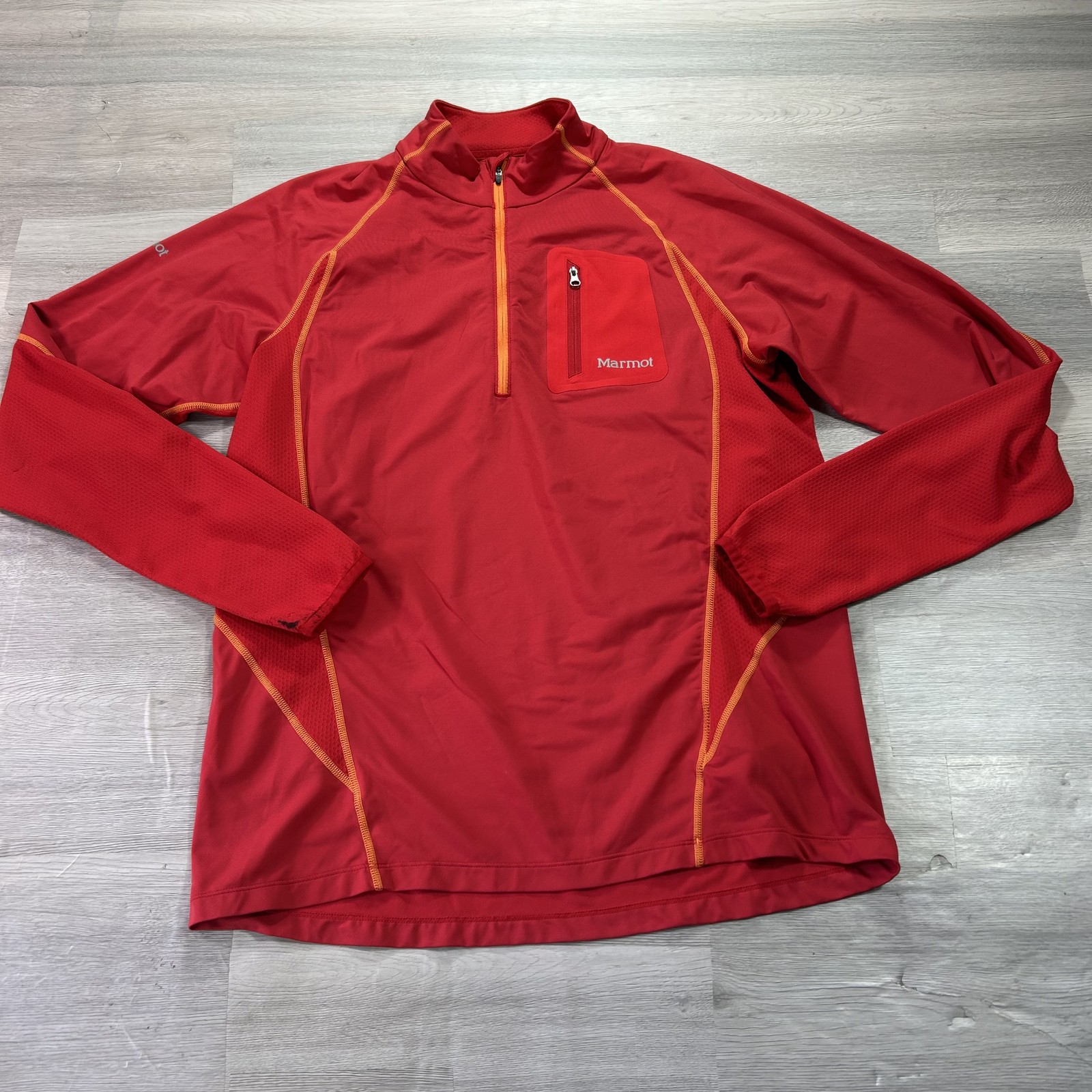 Marmot M3 Pullover Mens Large Red 1/4 Zip Long Sleeve Hiking Top Performance
