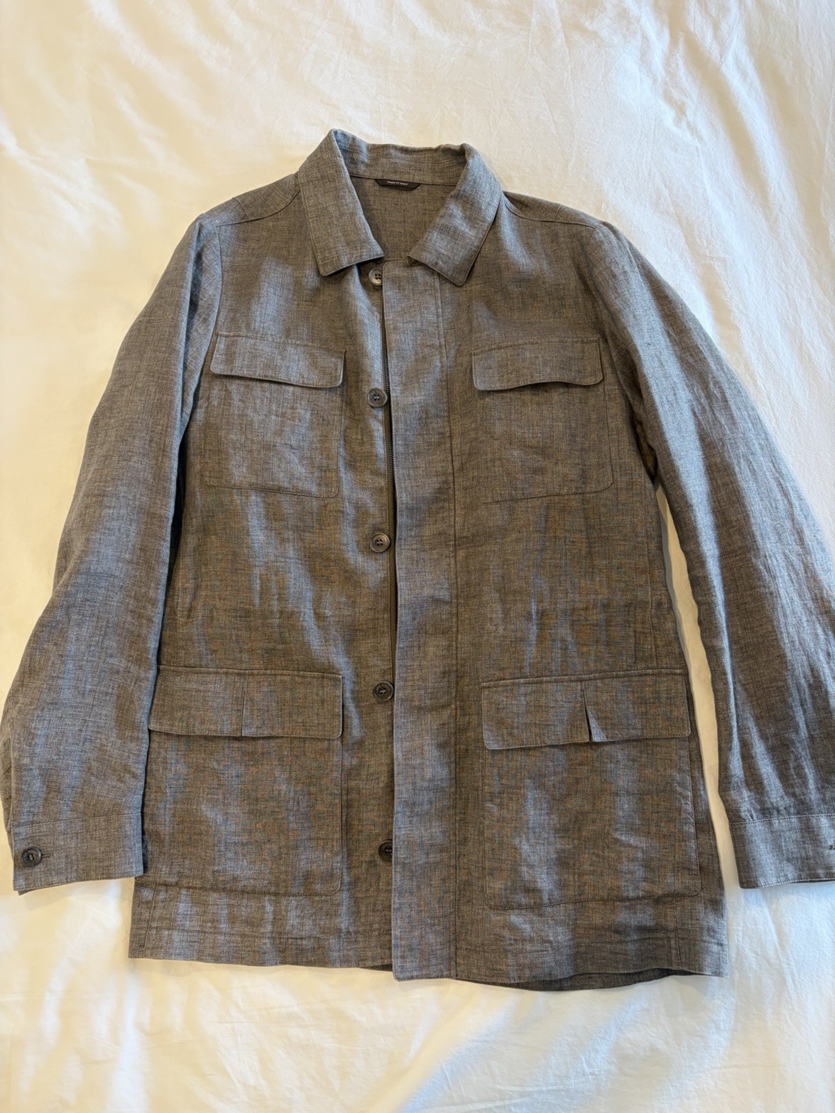Beautiful Like New Loro Piana Safari 100% Linen Jacket Double Face L $3500 MSRP Beautiful Like New Loro Piana Safari 100% Linen Jacket Double Face L $3500 MSRP