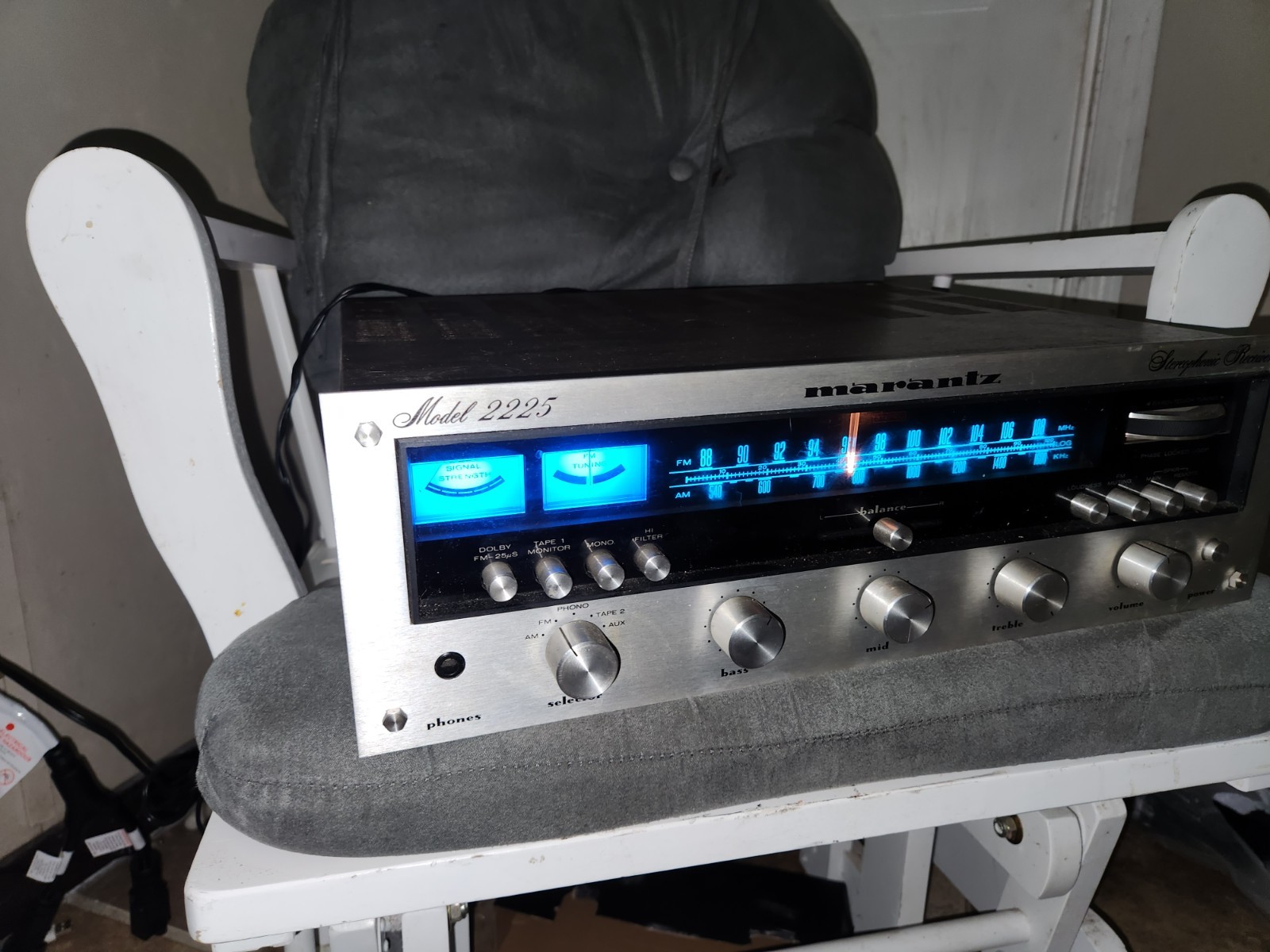 Vintage Marantz 2225 Stereo Receiver Faceplate Blue LED Upgrade Tested