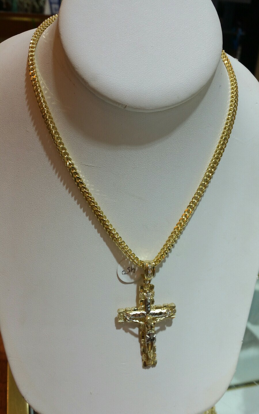 Real 10k Yellow Gold Jesus Cross Charm Pendant 22\
