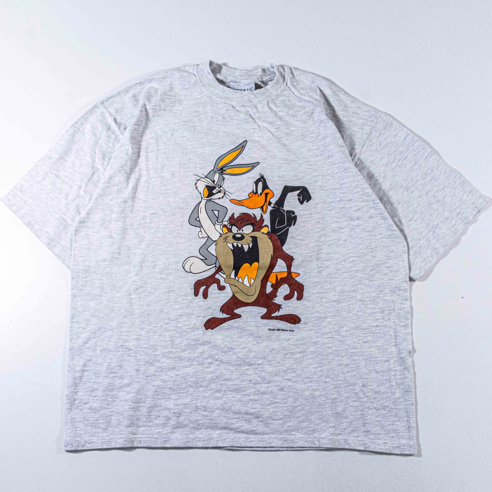Vintage Looney Tunes Taz Bugs Bunny Daffy Duck T-Shirt L 90s Warner Bros Cast 