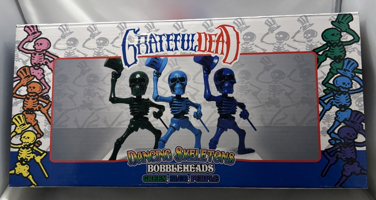 Kollectico Grateful Dead Dancing Skeleton Bobbleheads Blue Green BHGDSKLB NIB
