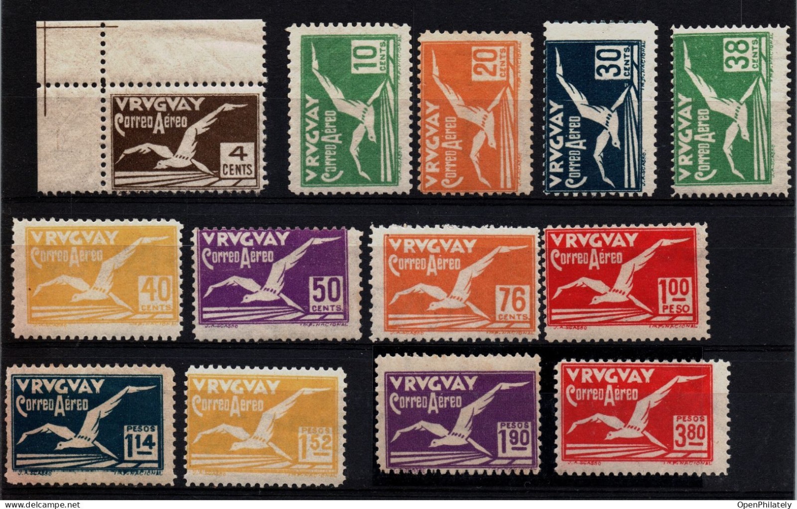 1928 Albatross Bird * Uruguay Sc #C14-C25 $520 Art Deco by Arch. Scasso 1930