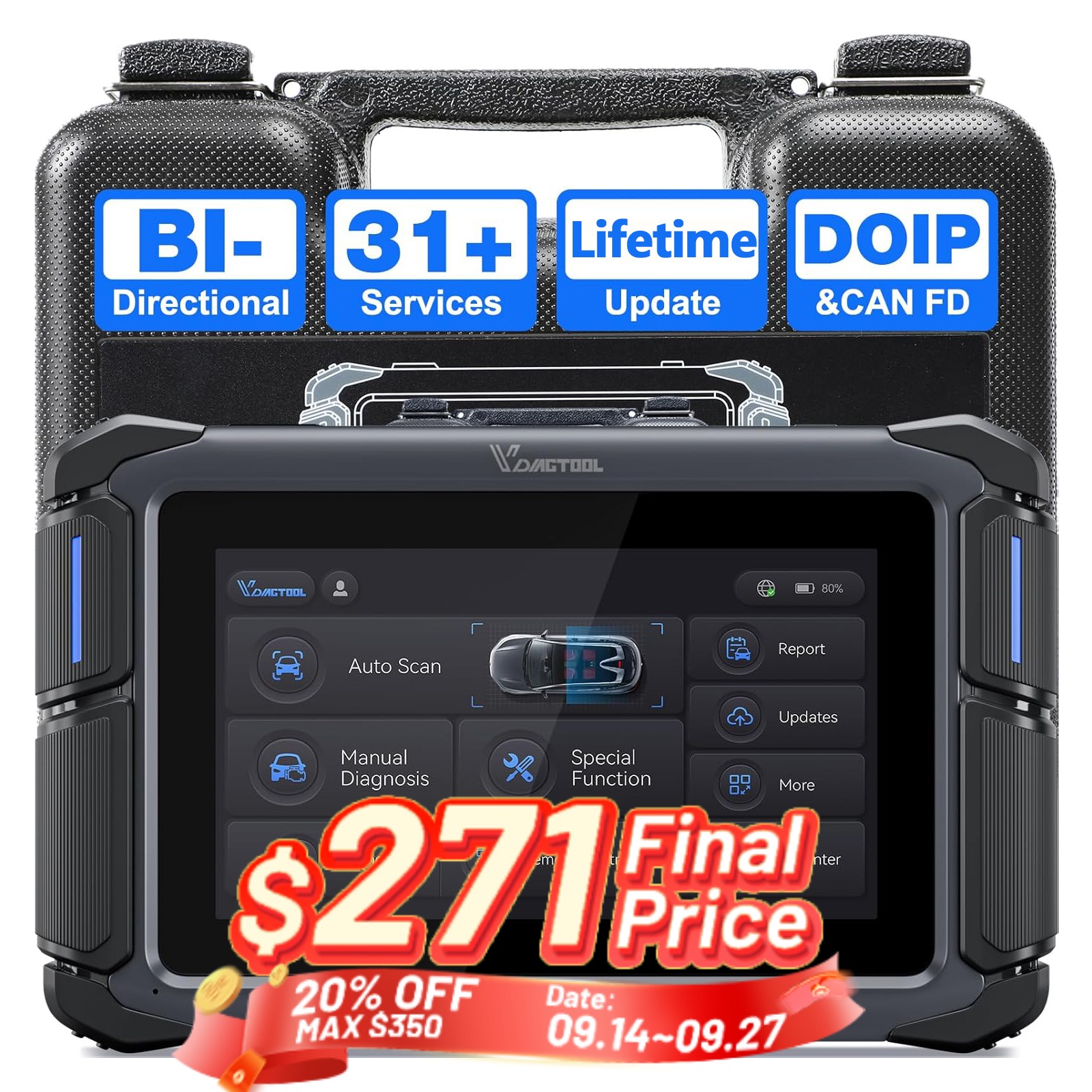 VDIAGTOOL VD70 Lite Car Bidirectional OBD2 Scanner Full System Diagnostic Tool