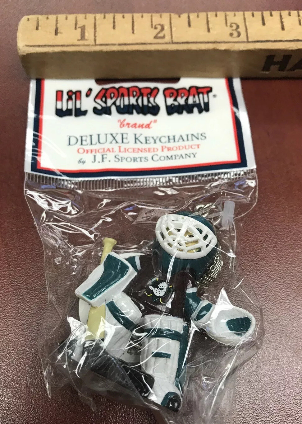 VTG NHL Anaheim Mighty Ducks Hockey Goalie FaceMask Keychain Lil Sports Brat New