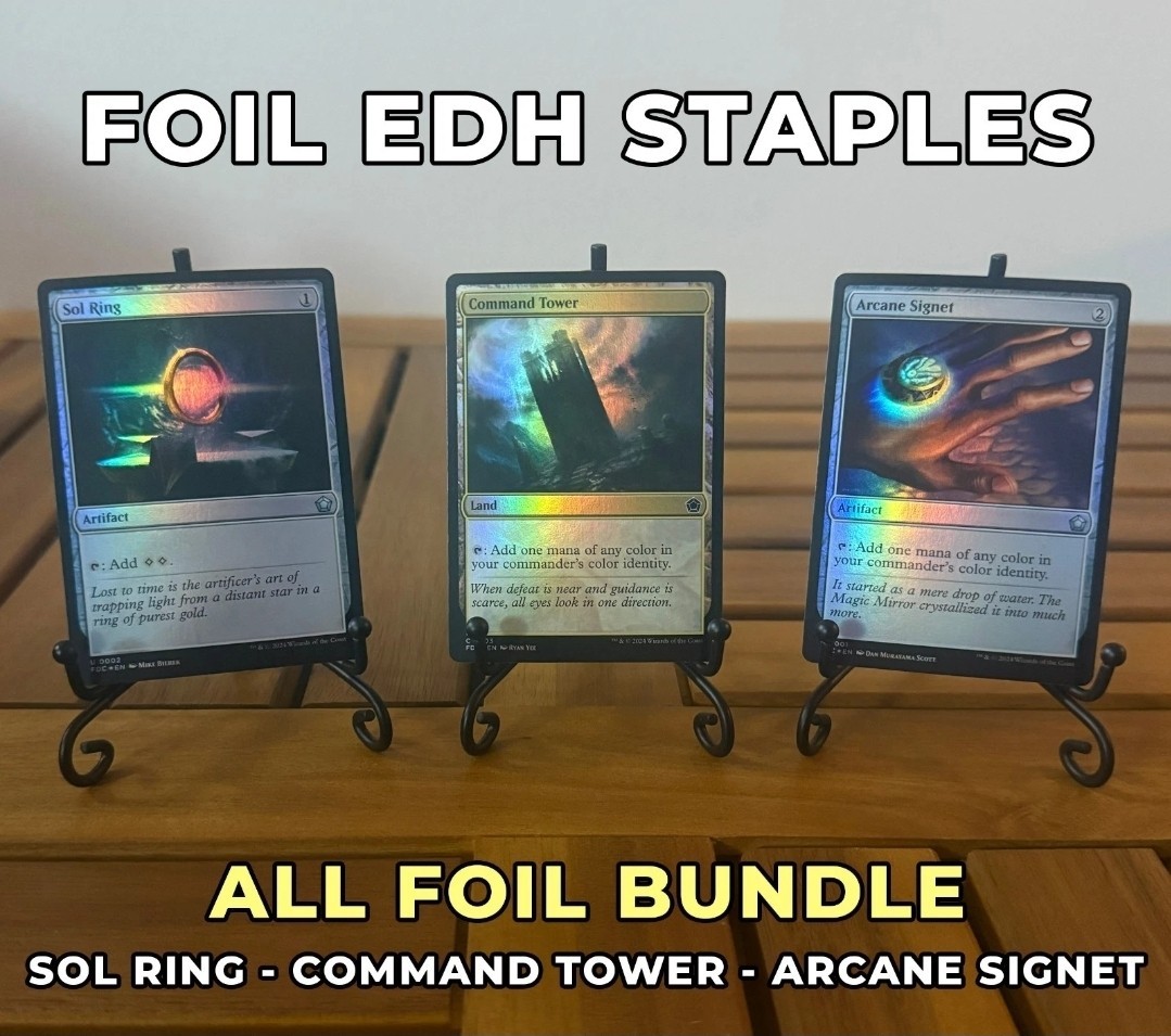 Foil MTG Commander Staples – Sol Ring, Arcane Signet & Command Tower Mtg Foil MTG Commander Staples – Sol Ring, Arcane Signet & Command Tower Mtg