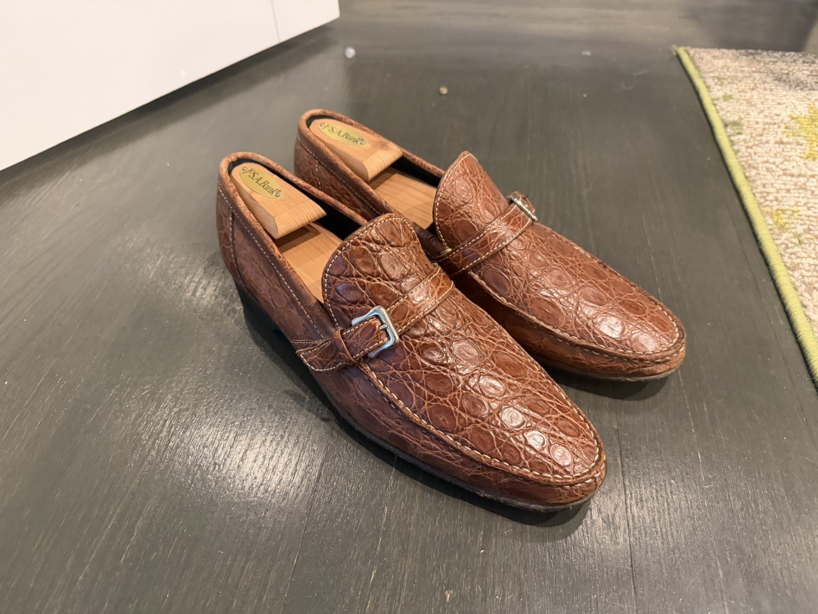 A Testoni brown genuine Crocodile/alligator exotic slip on loafer 11 MSRP $2589