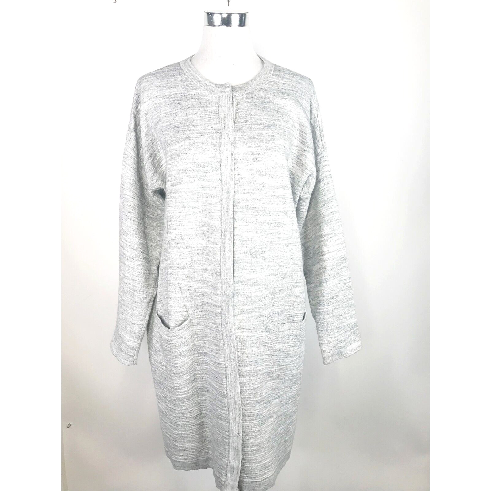 J Jill Sweater Womens Large Grey Space Dye Cardigan Duster Pockets Pure Jill J Jill Sweater Womens Large Grey Space Dye Cardigan Duster Pockets Pure Jill