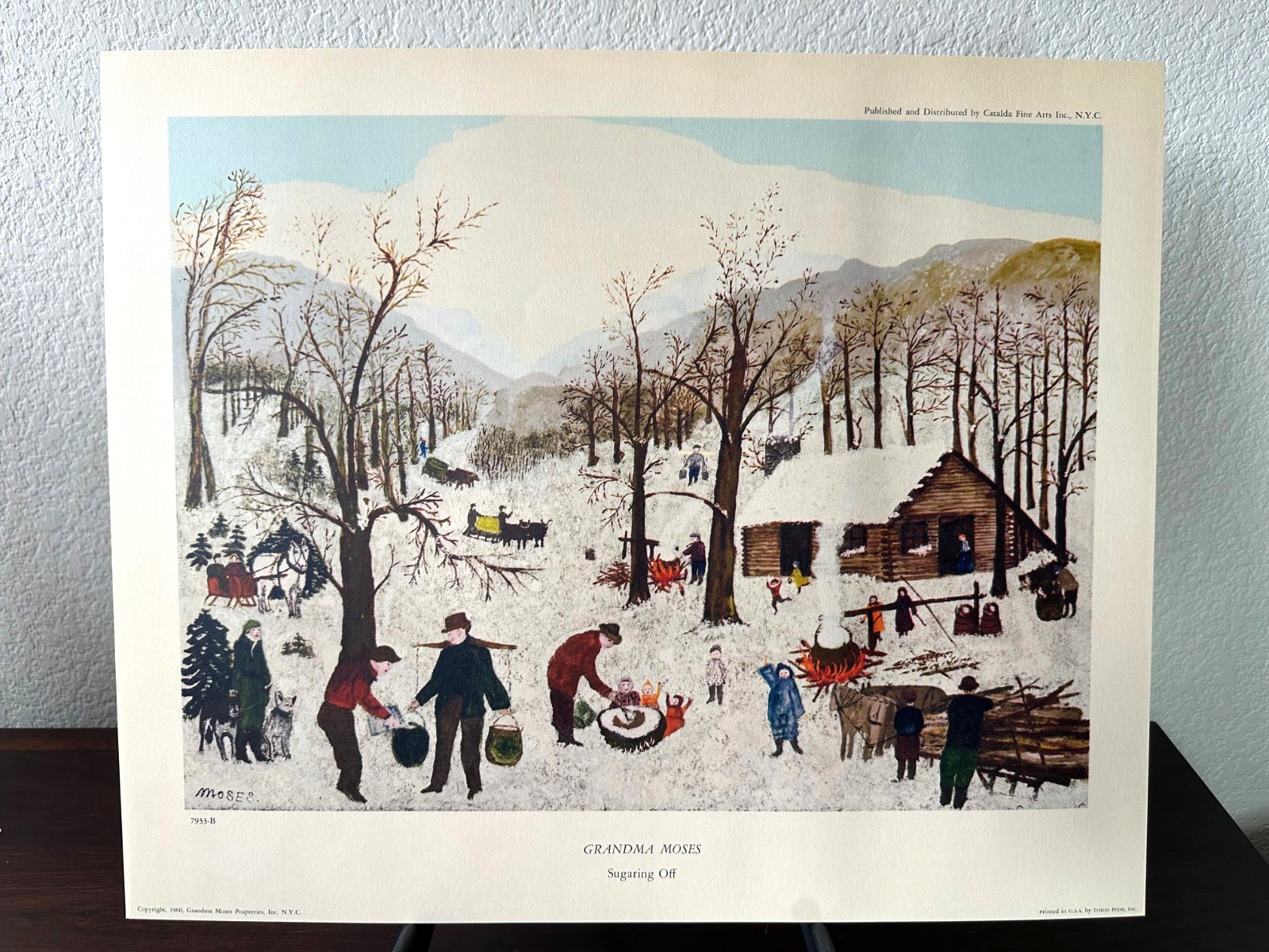 1960 Triton Press Collotype Fine Art Print Grandma Moses \'Sugaring Off\' DS30