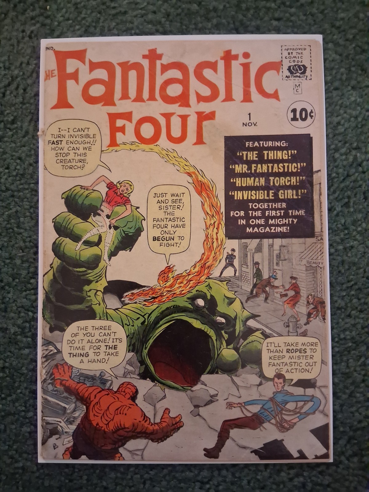FANTASTIC FOUR #1 1961 1ST APP MARVEL COMICS VG 4.0 QUALIFIED MISSING AD PAGE CT FANTASTIC FOUR #1 1961 1ST APP MARVEL COMICS VG 4.0 QUALIFIED MISSING AD PAGE CT