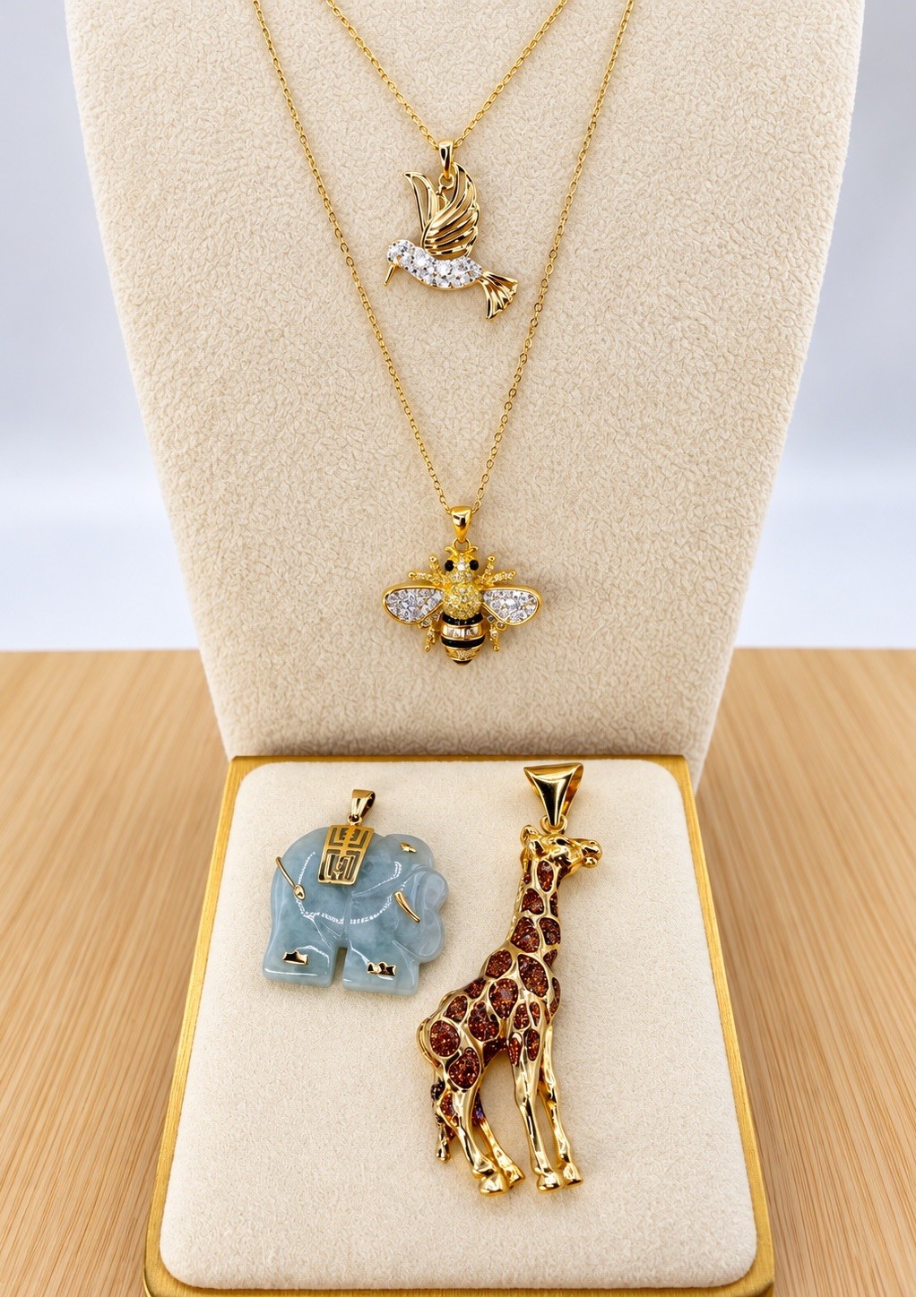 Vintage Sterling Silver 925 Designer Gold Vermeil Animal Pendant And Chain Lot