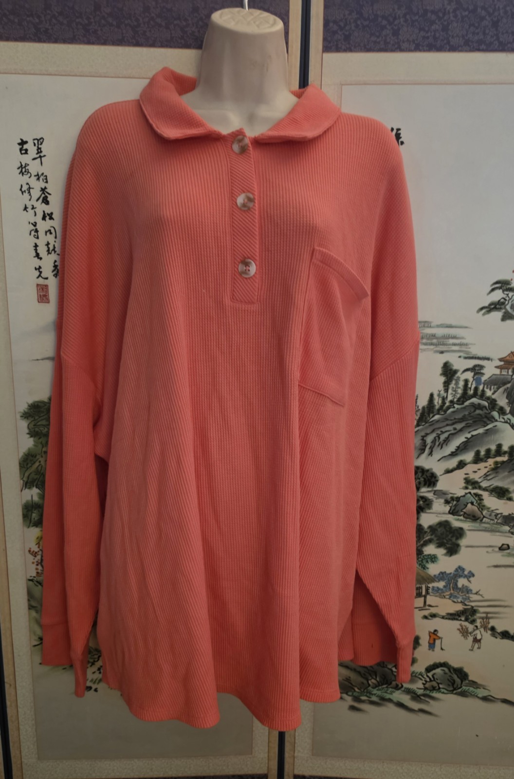 Belle Kim Gravel Top Size 3X  plus size womens top long sleeve