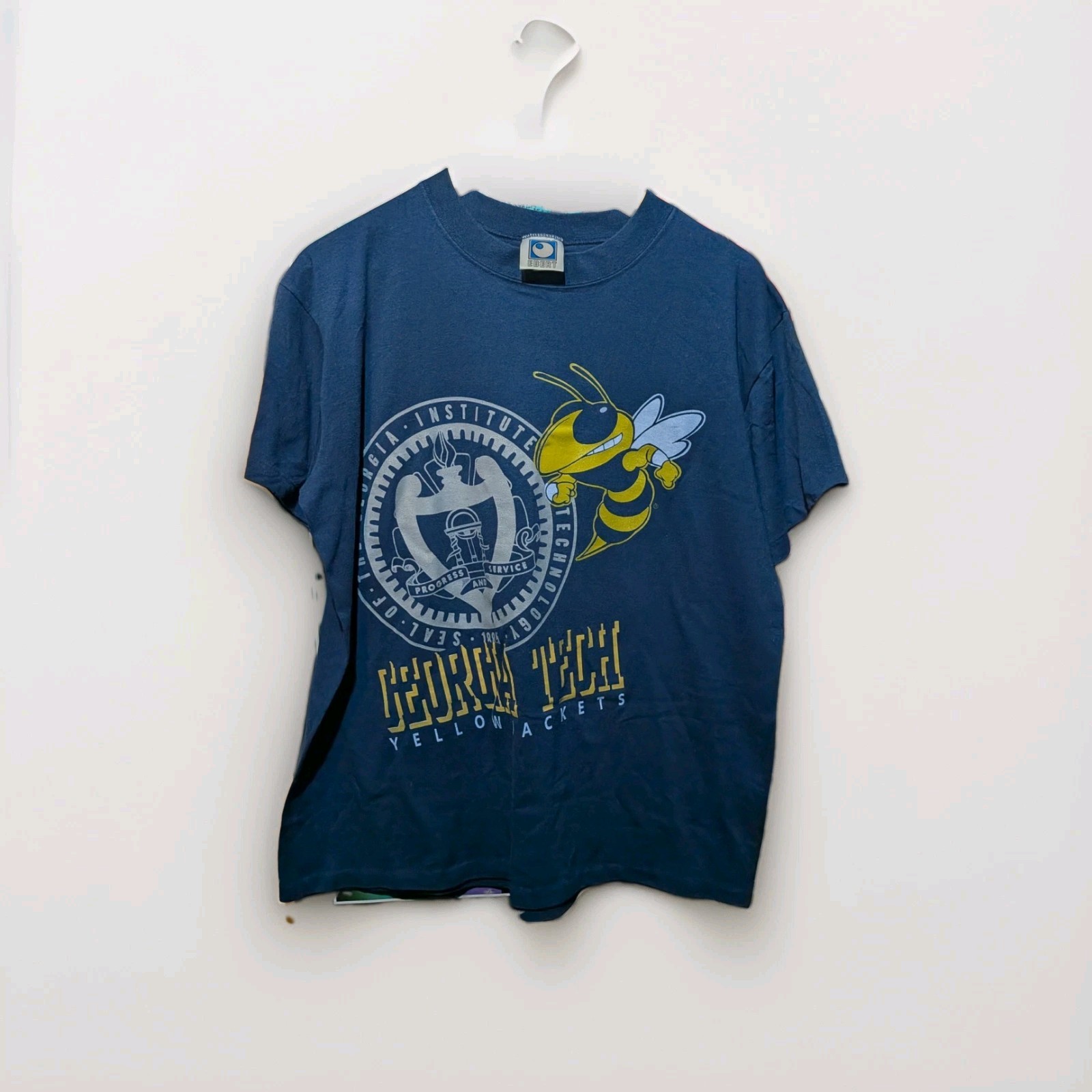 Ebert Georgia Tech Yellow Jackets Vintage 90s Graphic Shirt Size Mens Large USA