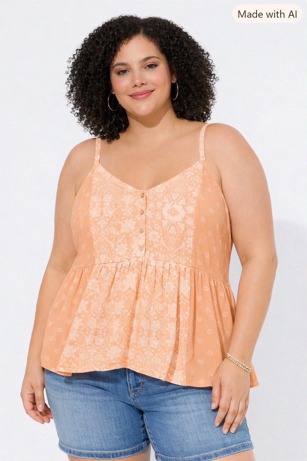 Torrid Peach Floral Tiered Tank Top – Size 2X Torrid Peach Floral Tiered Tank Top – Size 2X