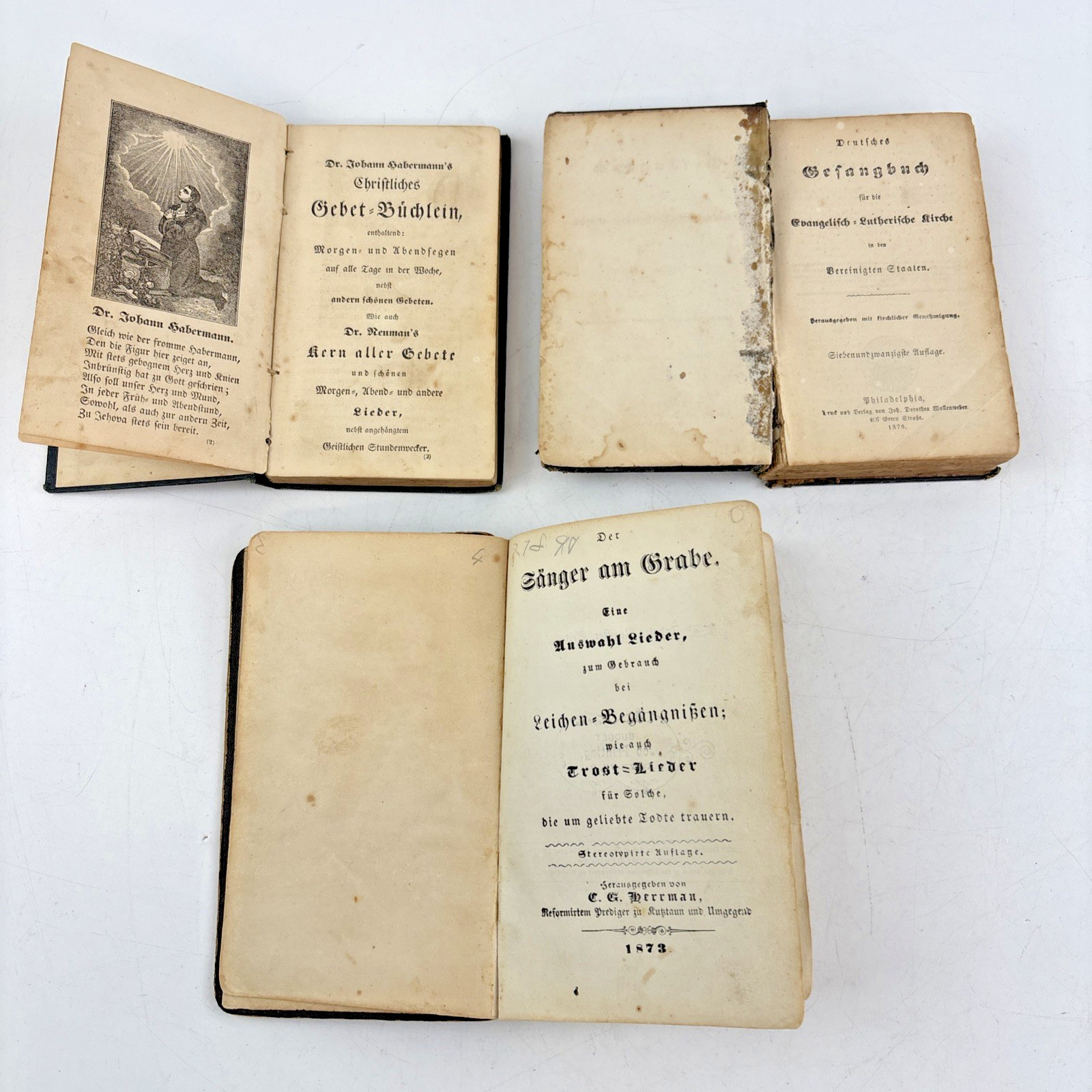 3 Antique Small German Religious Books 1873-1876 Prayer Hymal Songbook 3 Antique Small German Religious Books 1873-1876 Prayer Hymal Songbook