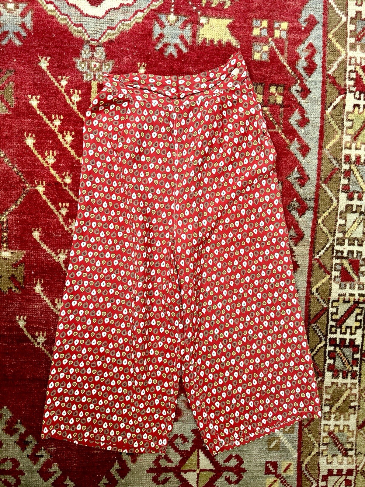 VTG Women\'s 20s 30s Red Silk Pattern Wide Leg Pajama Pants 1920s 1930s XS VTG Women\'s 20s 30s Red Silk Pattern Wide Leg Pajama Pants 1920s 1930s XS