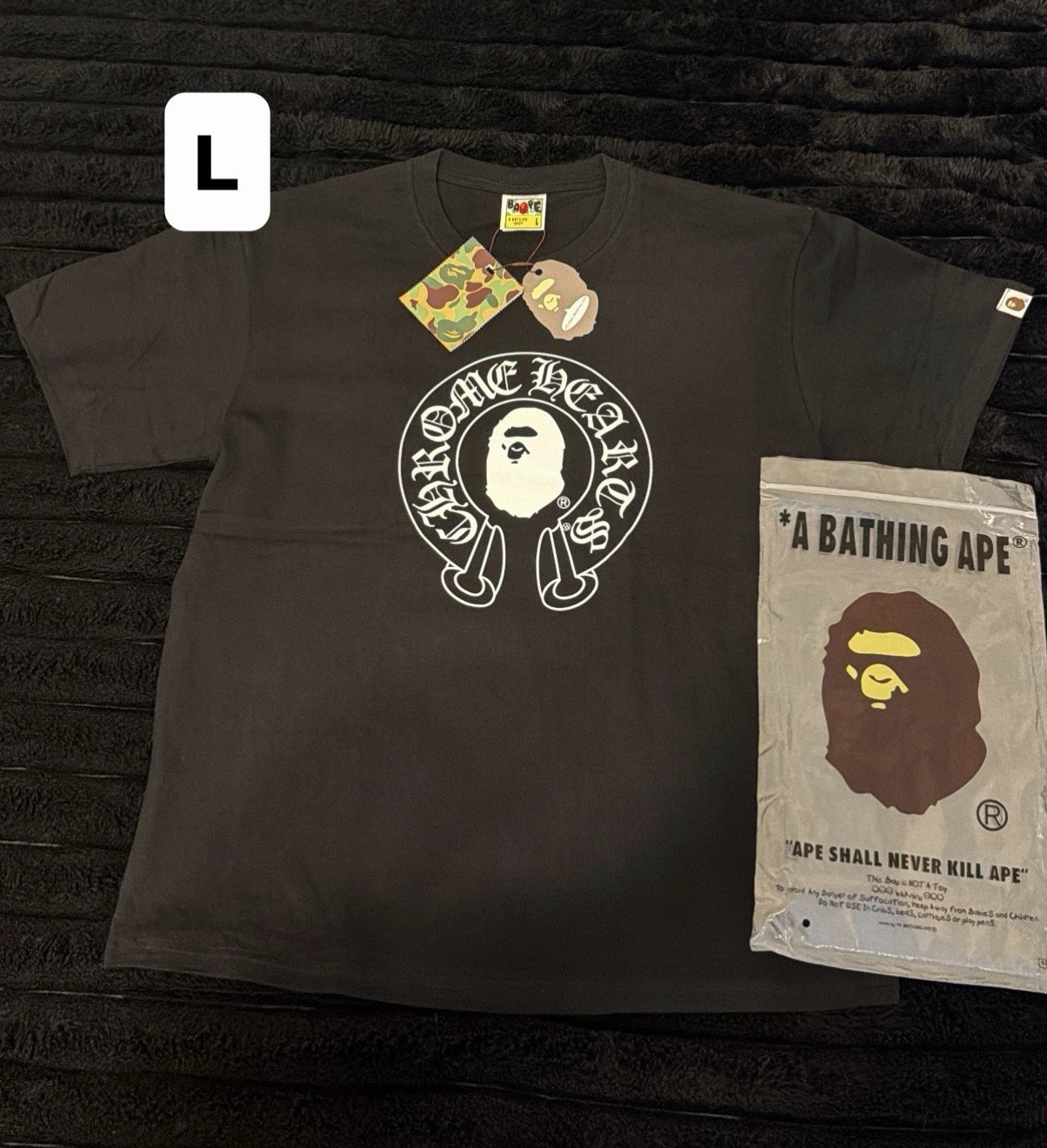 A Bathing Ape BAPE x Chrome Hearts Graphic Tee Black Men\'s Size L
