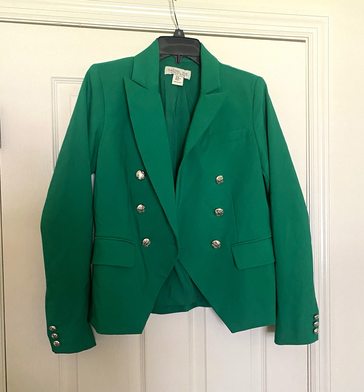 Rachel Zoe Kelly Green Double Breasted Lined Blazer Jacket XS