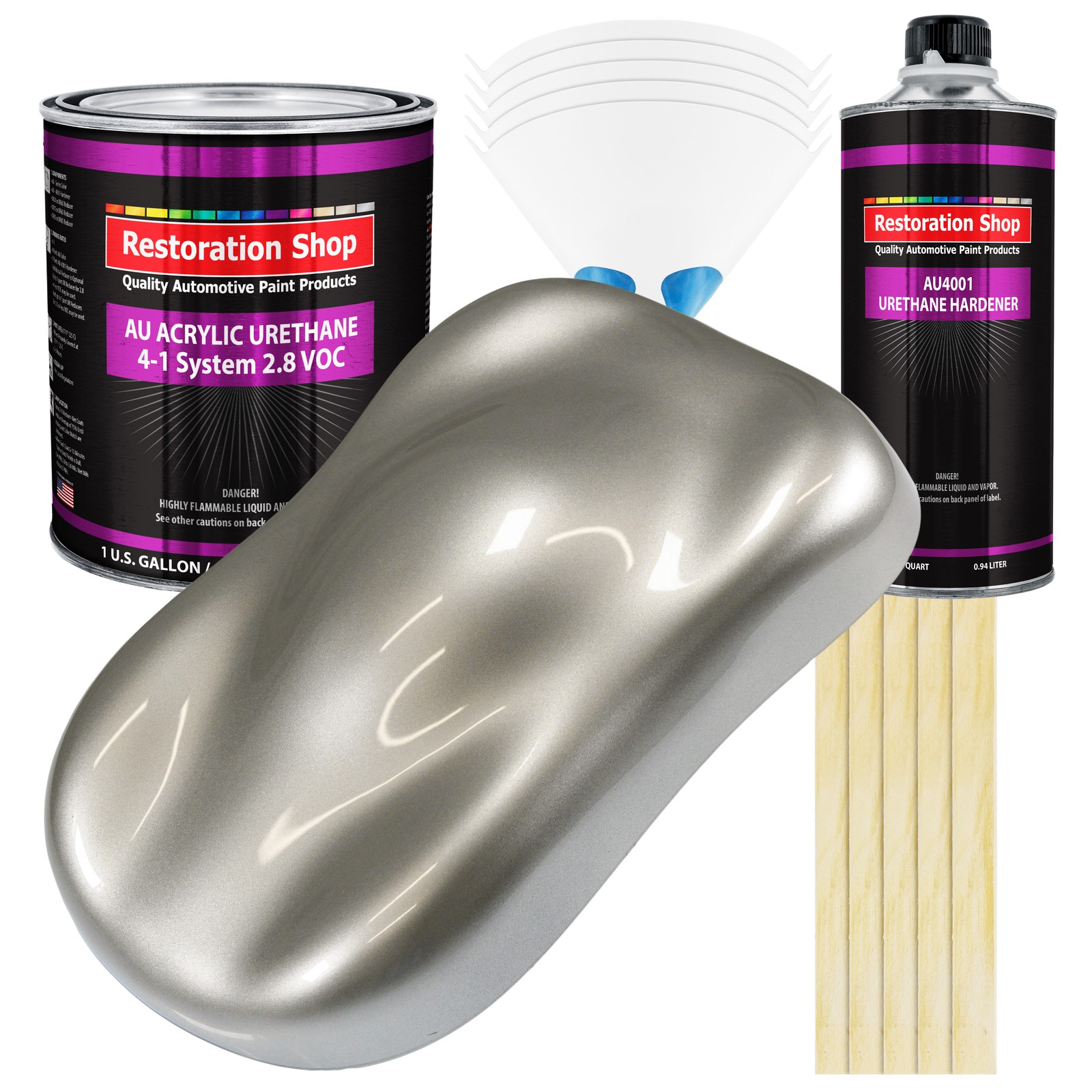 Restoration Shop Pewter Silver Metallic Acrylic Urethane Gallon Kit Auto Paint