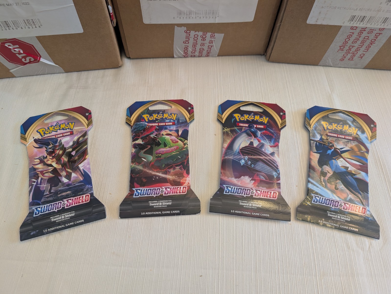 NEW Pokemon SWORD & SHIELD Sleeved FULL ART SET - 4 Packs SEALED