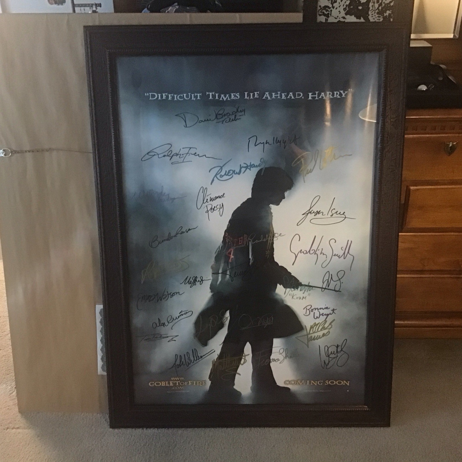 Difficult Times Lie Ahead, Harry Signed 30 Cast Members Poster Framed COA