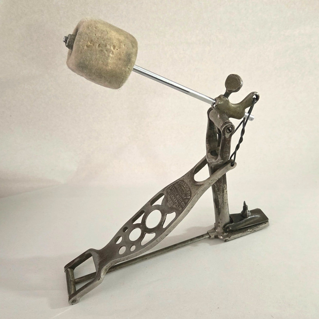 Antique Early 1900s Leedy Bass Drum Pedal Vintage USA Tested Working - video