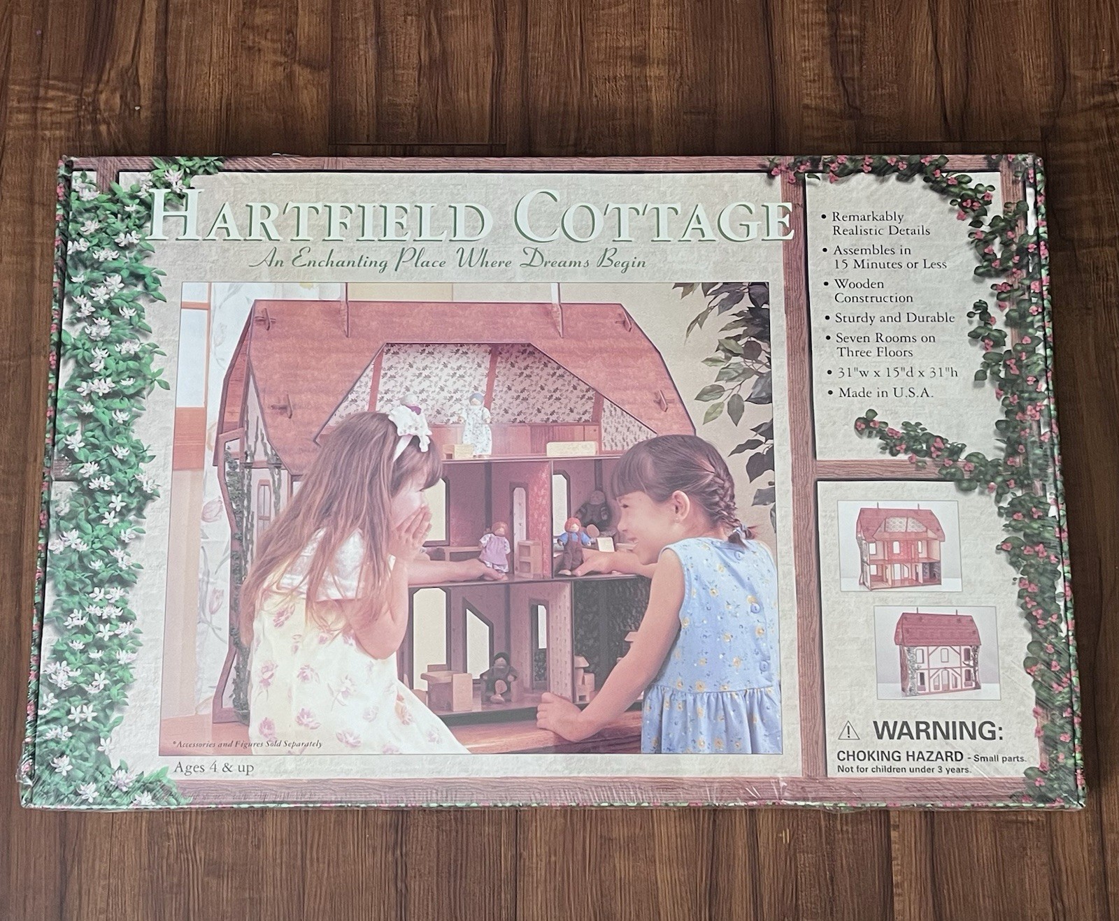 Vintage 1999 Reprint Mint Hartfield Cottage Wooden Dollhouse Kit NEW Sealed USA Vintage 1999 Reprint Mint Hartfield Cottage Wooden Dollhouse Kit NEW Sealed USA
