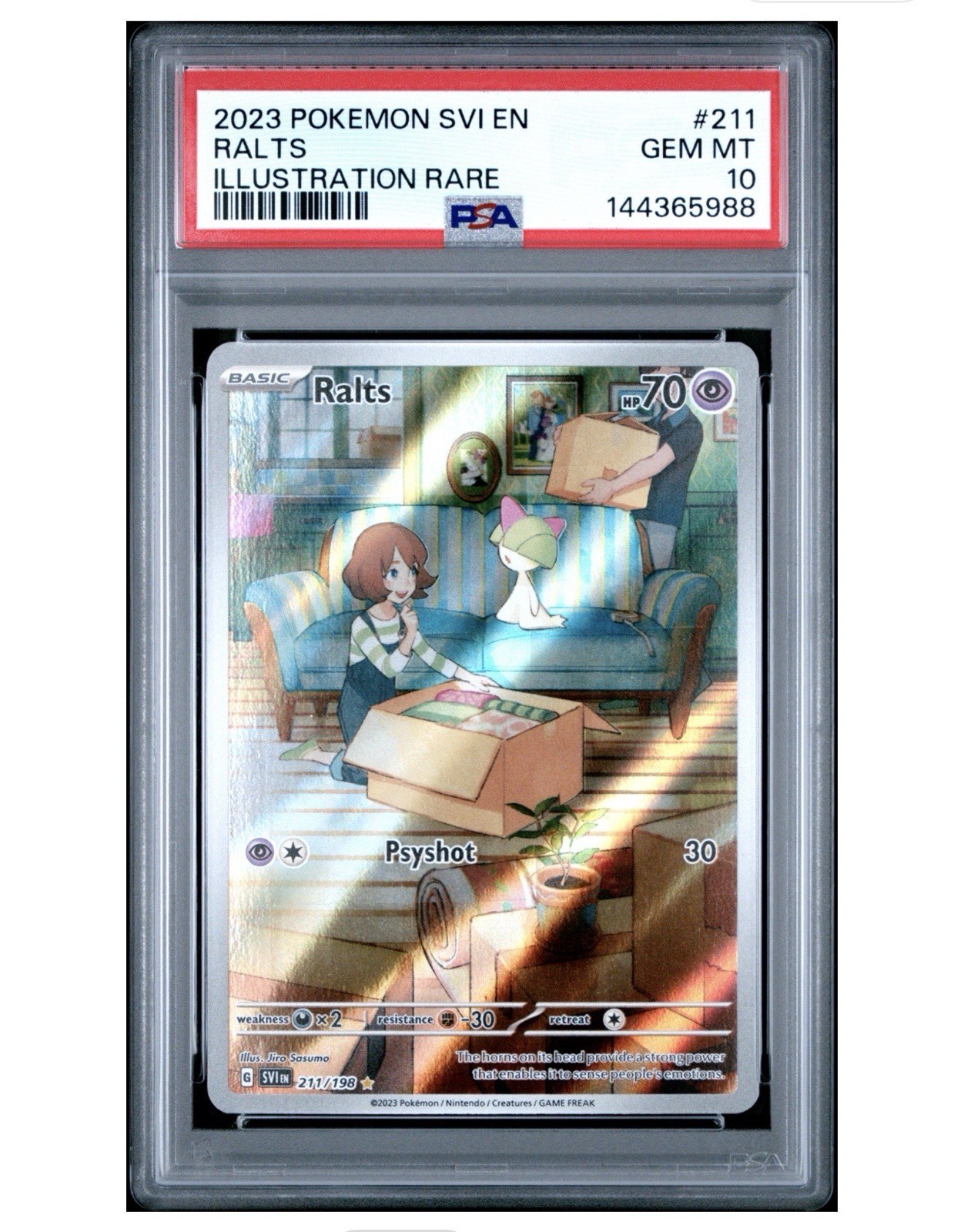 RALTS 2023 POKEMON SCARLET & VIOLET ILLUSTRATION RARE 211/198 PSA 10- CLEAN RALTS 2023 POKEMON SCARLET & VIOLET ILLUSTRATION RARE 211/198 PSA 10- CLEAN