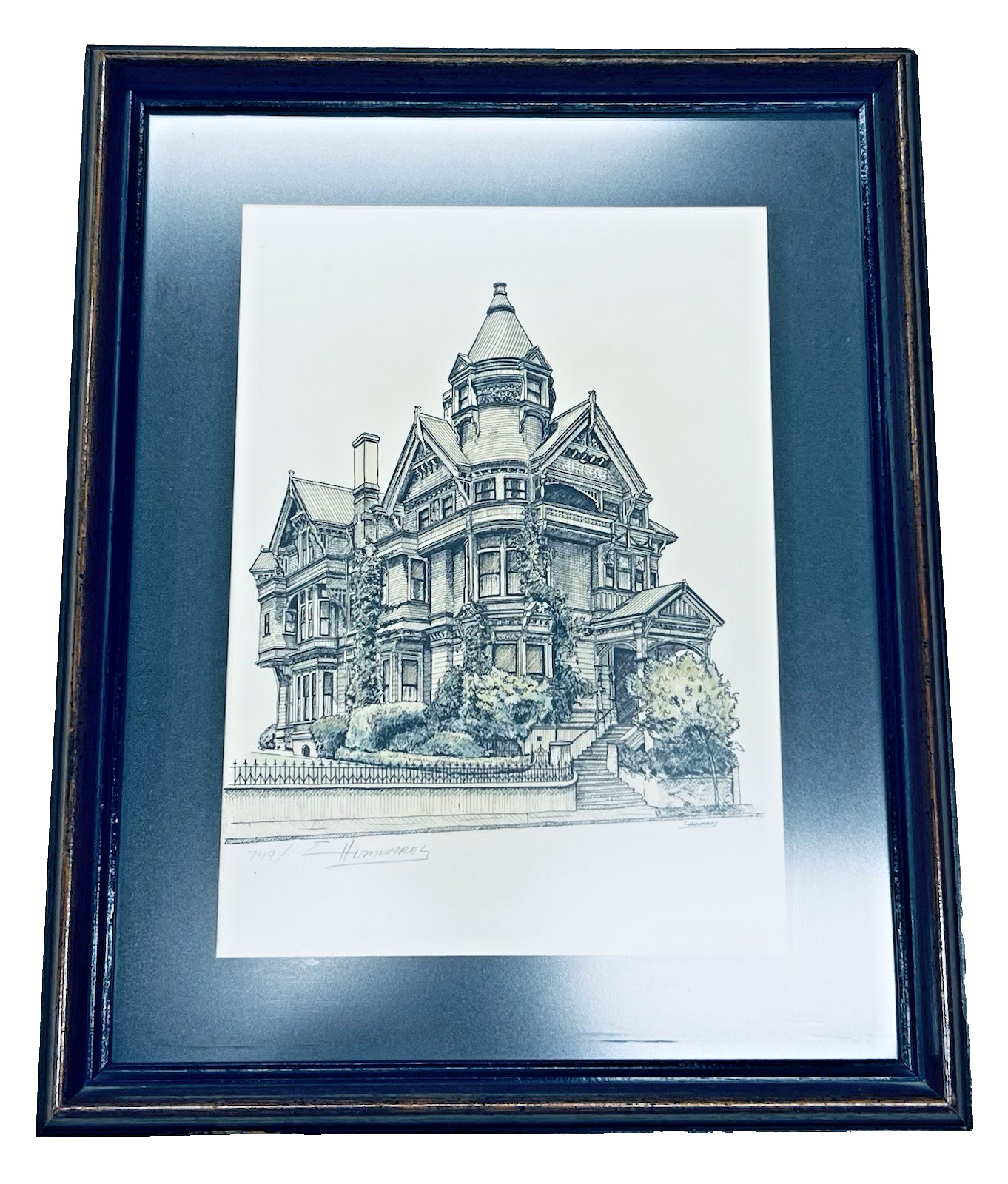 Curt Humphrey Signed Numbered Victorian Mansion Print Architectural Study Framed