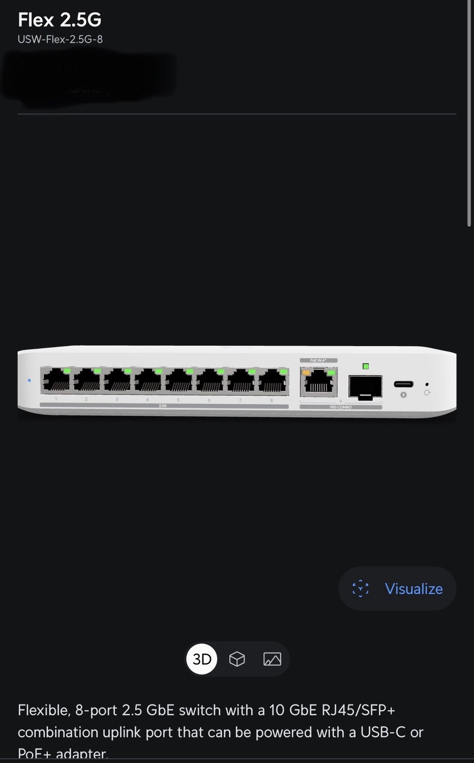 Ubiquiti UniFi USW-Flex-2.5G-8 8-Port 2.5GbE Managed Switch 10Gbps SFP+