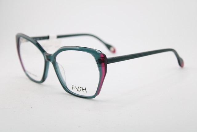 NEW FYSH 3741 S404 CLEAR BLUE PINK FADE AUTHENTIC EYEGLASSES 55-15