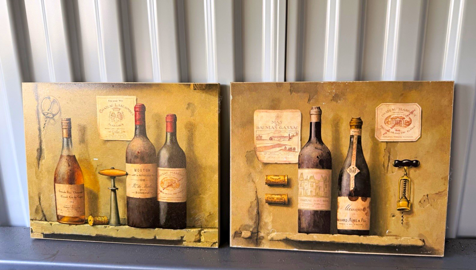 Vintage French Wine Wall Art Set Of Two Vintage French Wine Wall Art Set Of Two