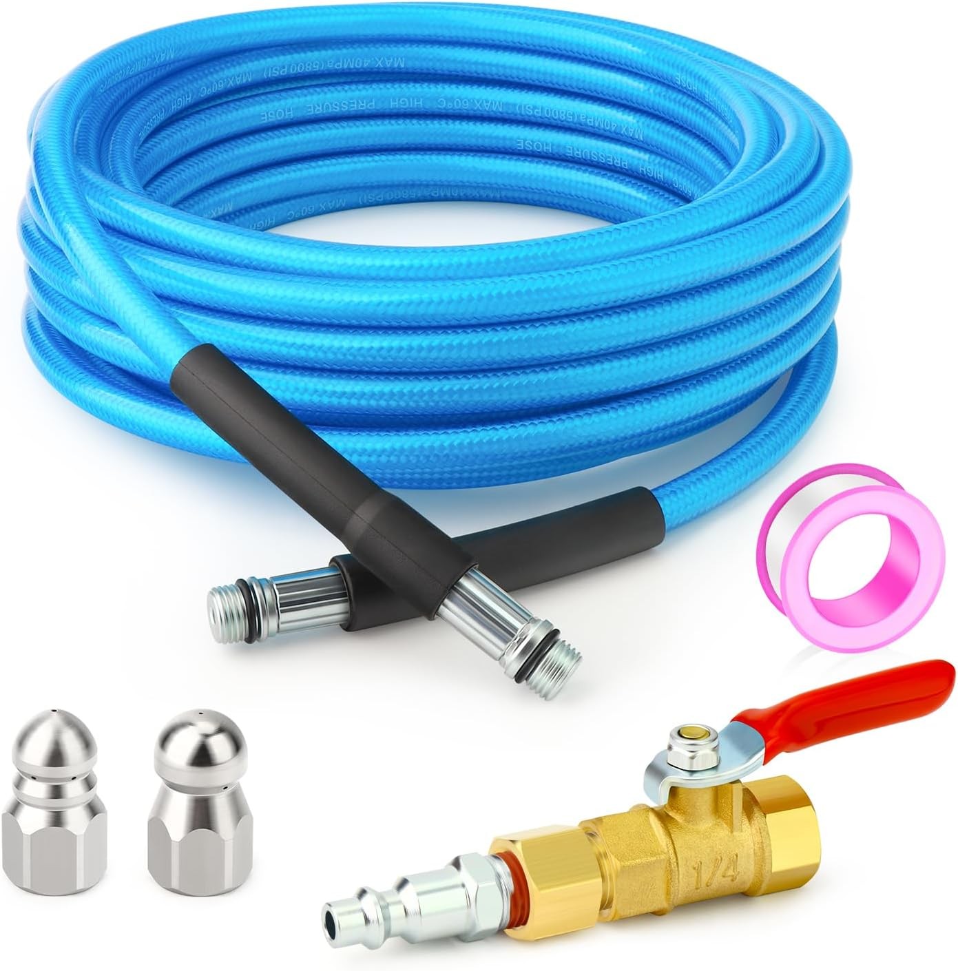 23feet Home Dryer Vent Duct Cleaning Kit, 2 Jetter Nozzle, 1/4\ 23feet Home Dryer Vent Duct Cleaning Kit, 2 Jetter Nozzle, 1/4\
