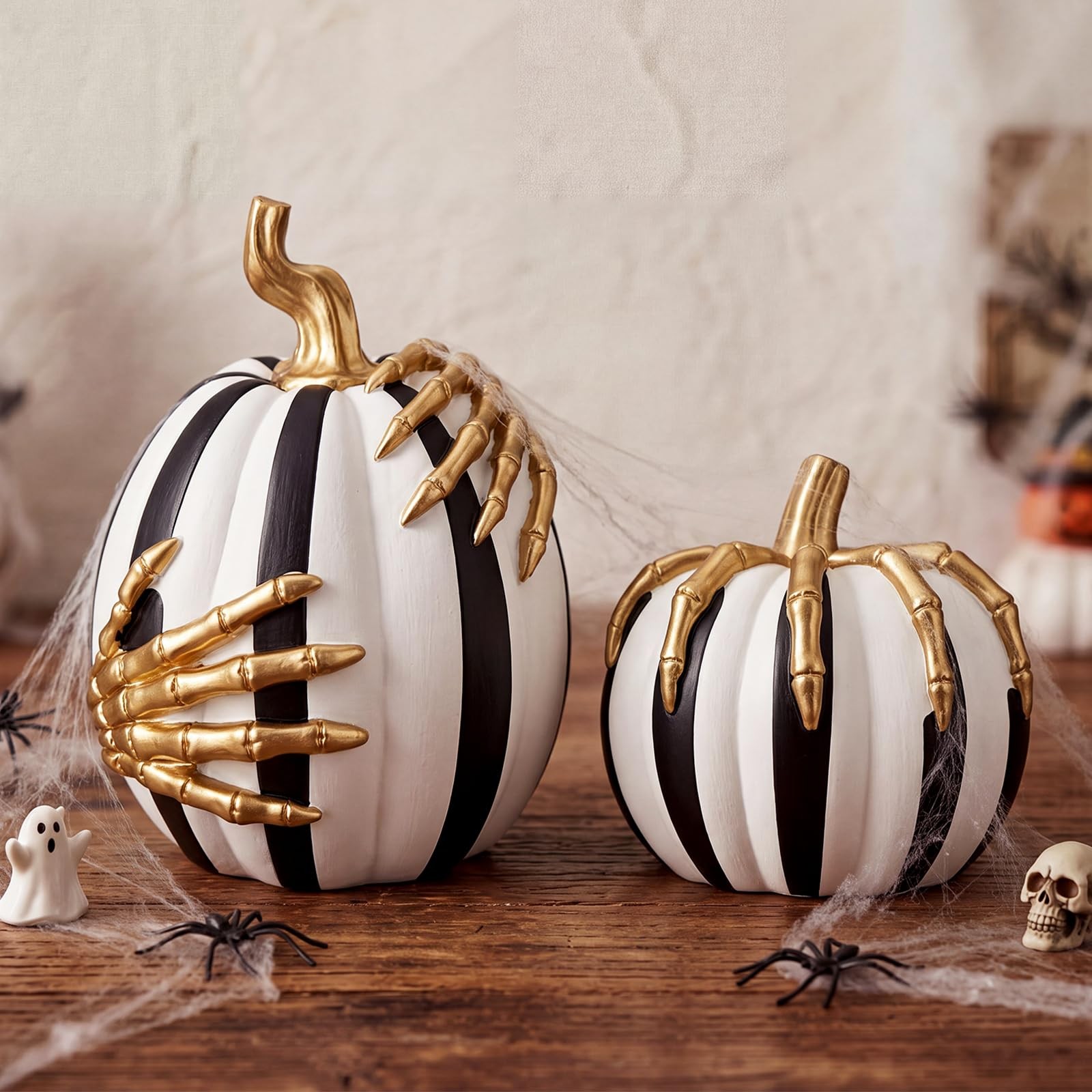 Yookeer 2 Pcs Halloween Decorations Indoor Black and White Black, White, Gold