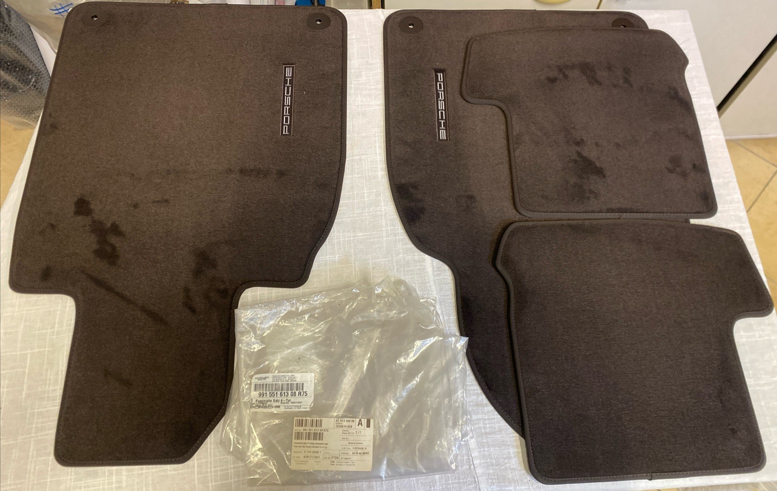 Espresso Mat Set 99155161308R75 99155161310R75 Porsche 911 991 NOS #3747