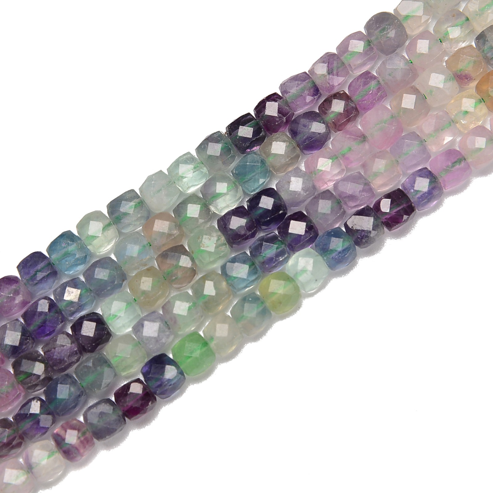 Gradient Fluorite Faceted Cube Beads Size 4-5mm 15.5\'\' Strand (4-5mm)