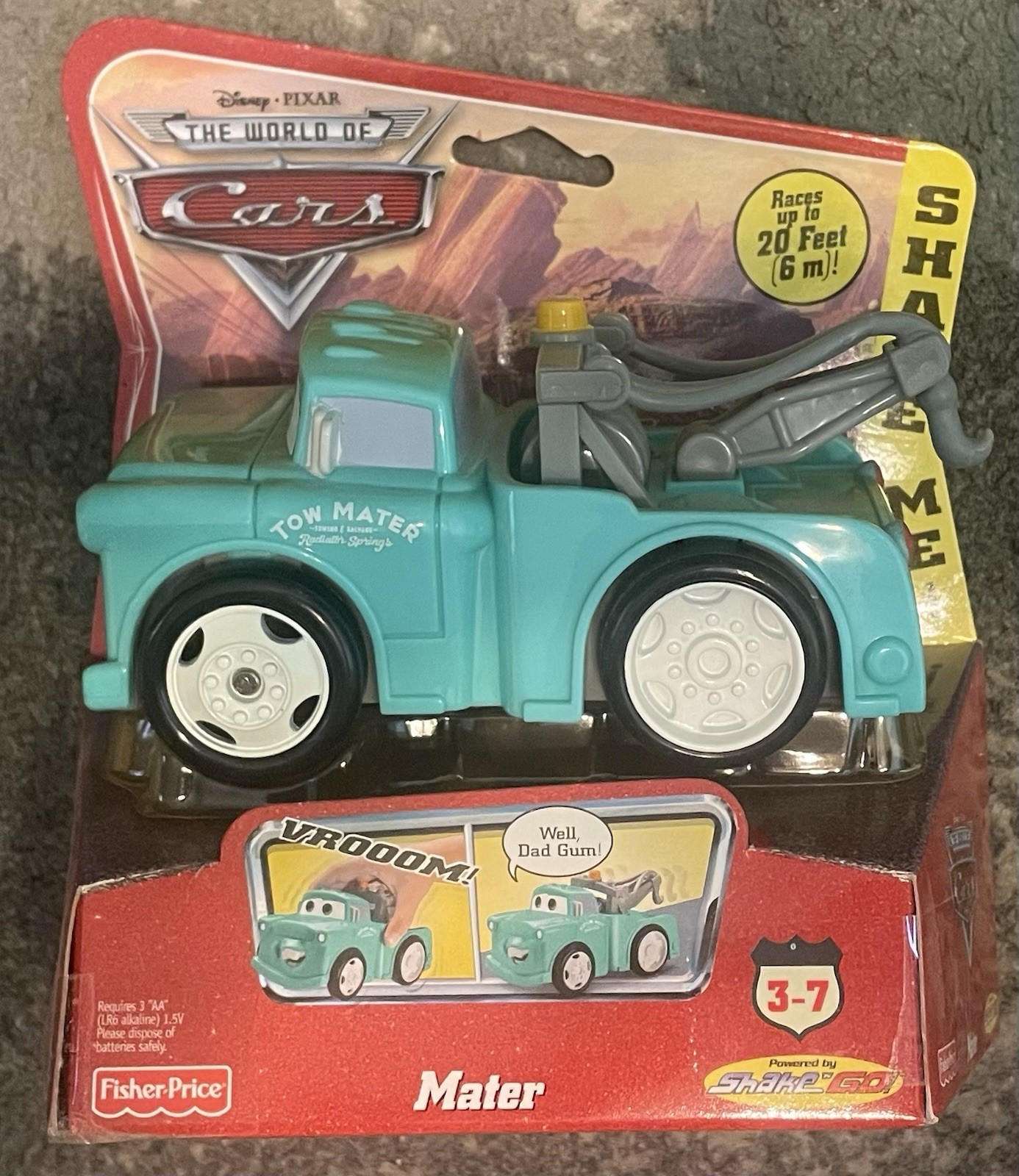 2007 Fisher-Price Disney Pixar World of CARS Brand New Mater Shake N Go INFO
