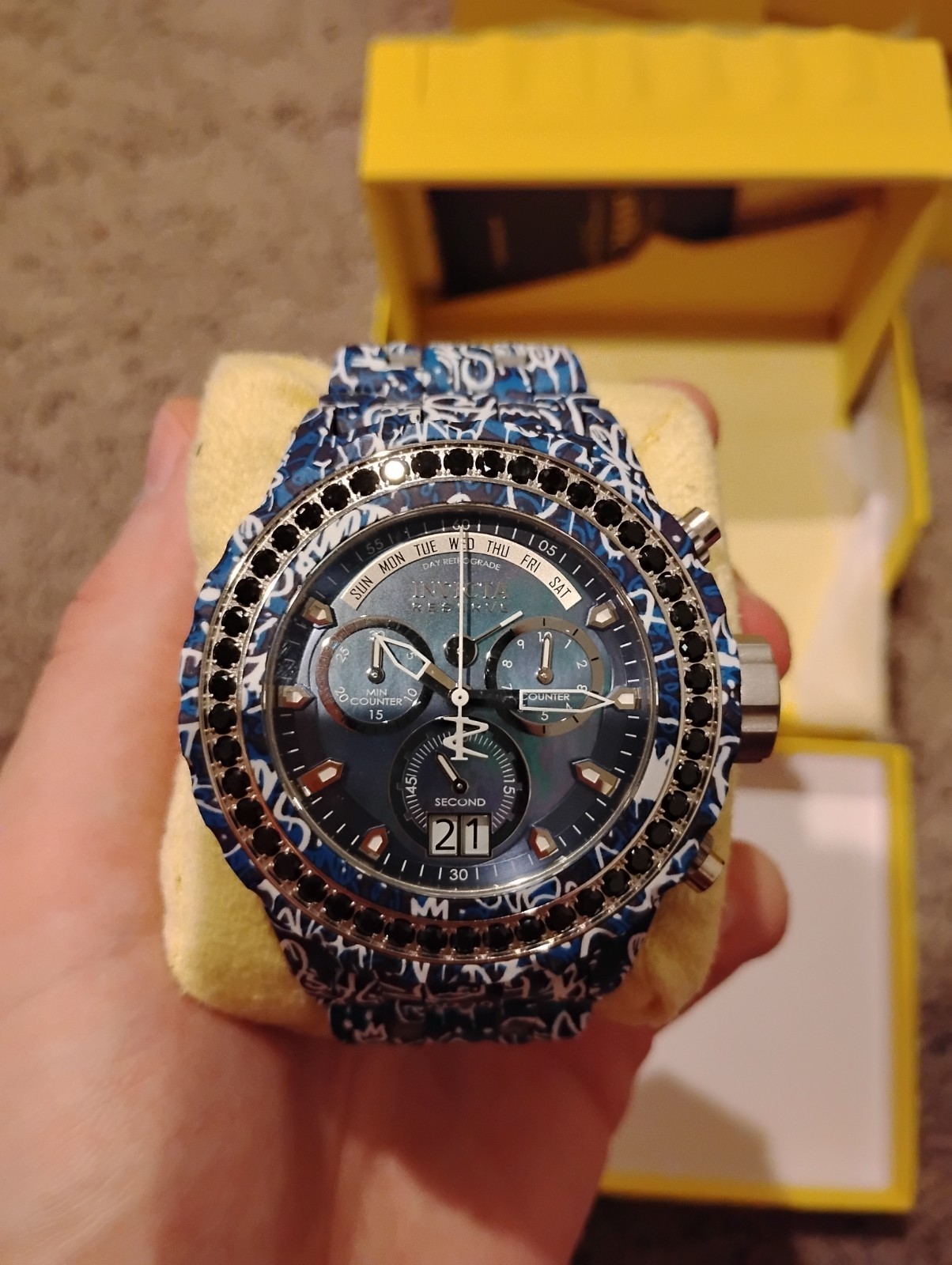 Invicta Reserve Watch - Black Spinell, Swiss Movement, Mother of Pearl