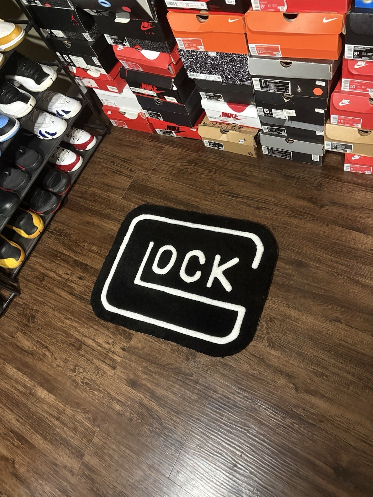 Glock Rug- Custom Tufted Rug Handmade Carpet Home Decor (size 2ft x 1ft 7in) Glock Rug- Custom Tufted Rug Handmade Carpet Home Decor (size 2ft x 1ft 7in)