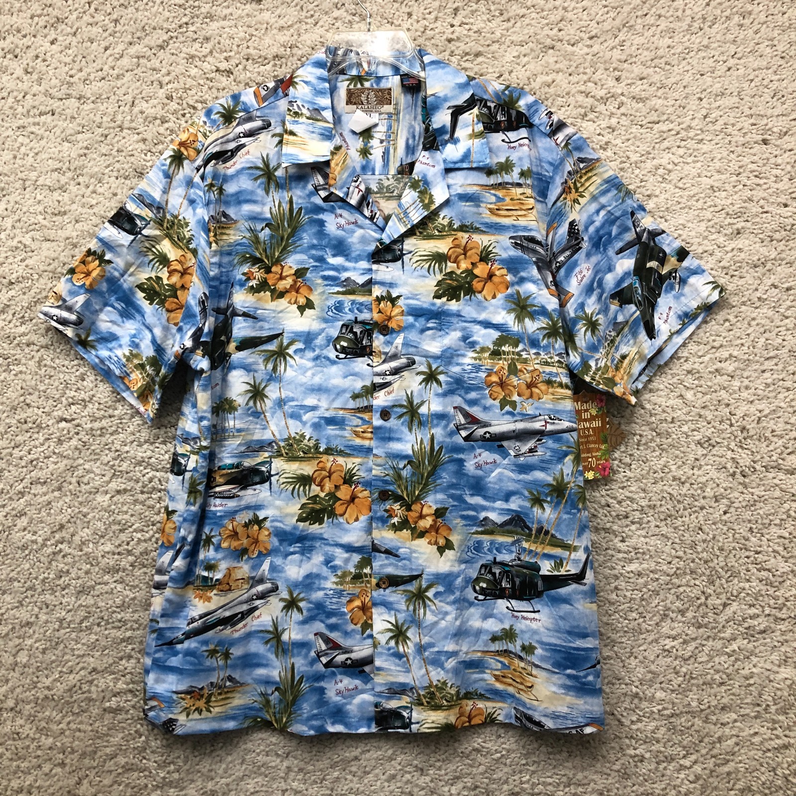 NEW VINTAGE Kalaheo Hawaiian Shirt Extra Large Mens Blue AOP Aloha 90s Deadstock