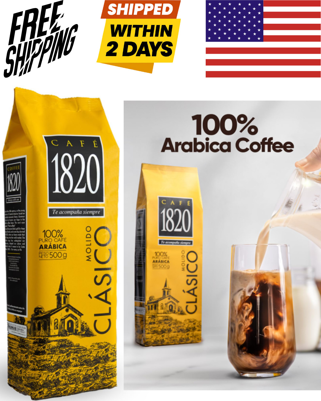 Café 1820 Classic, Premium Costa Rican Ground Coffee, 18 Ounce (Pack of 1) Café 1820 Classic, Premium Costa Rican Ground Coffee, 18 Ounce (Pack of 1)
