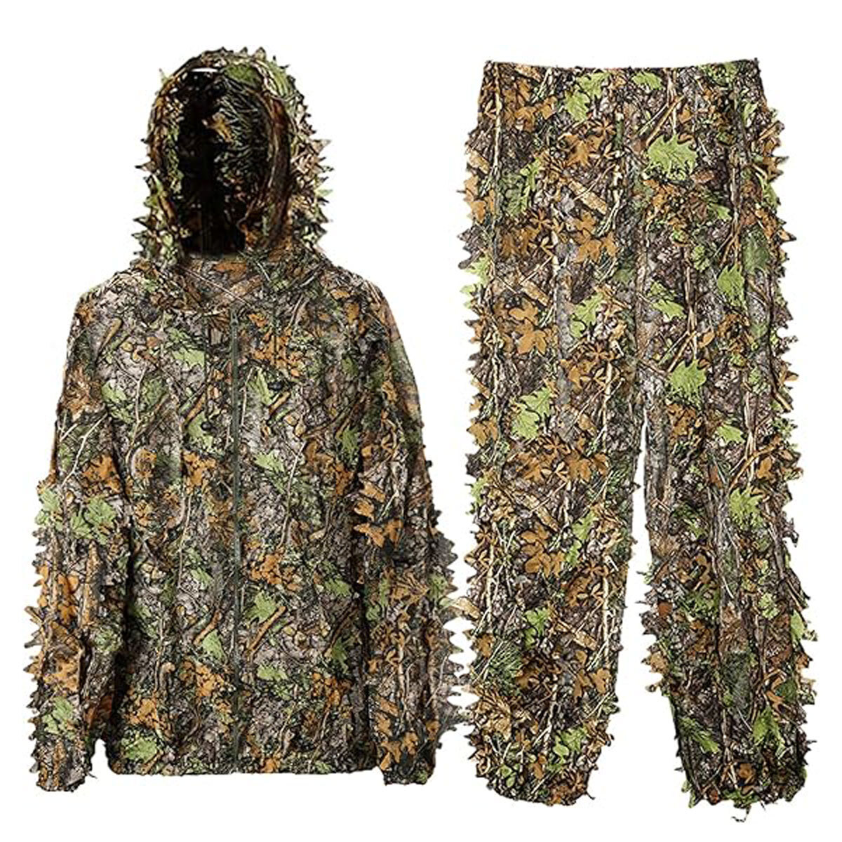 Ghillie Suit 3D Leafy Camo Hunting Suit, Leaf Camouflage Gilly for Men