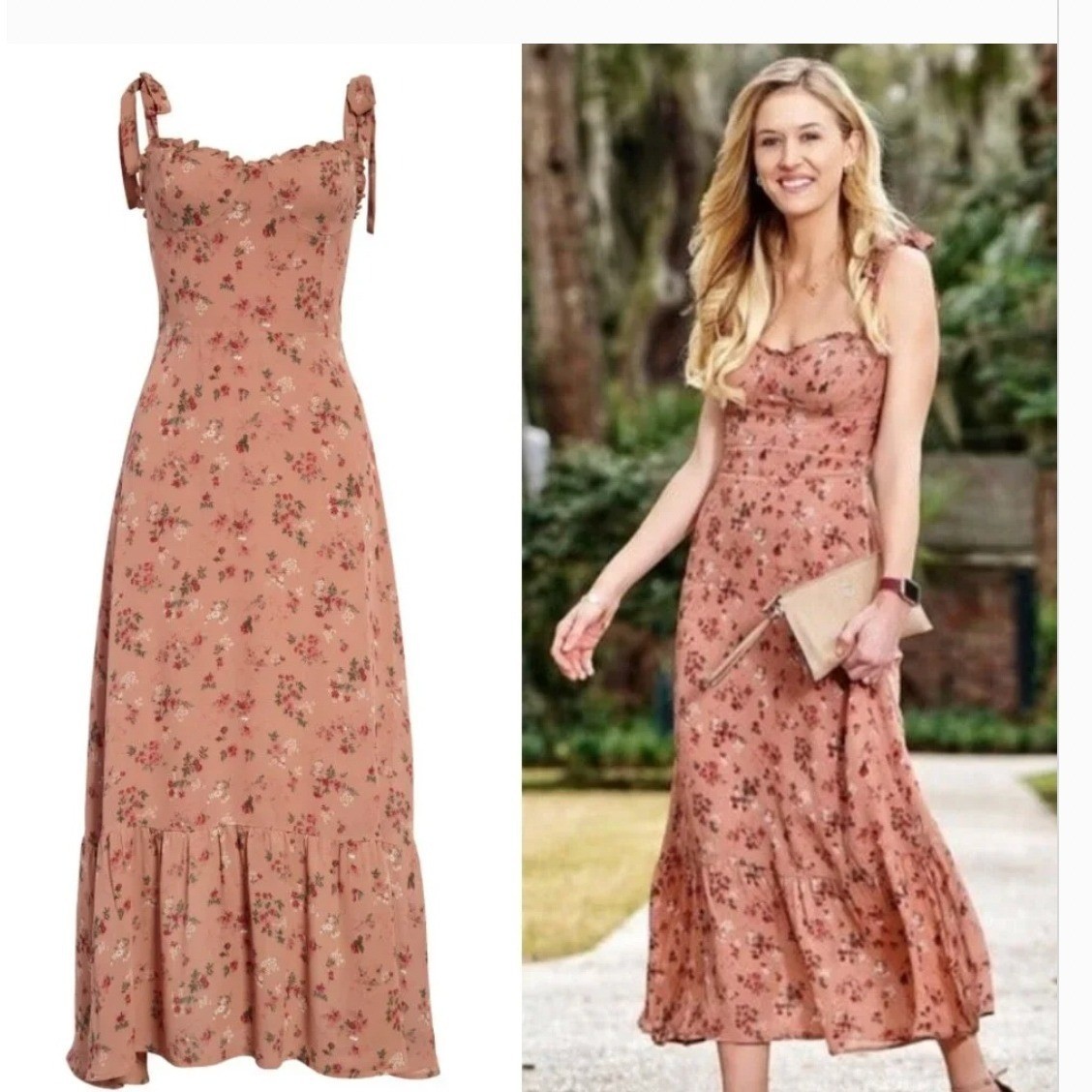 Reformation Nikita Floral Midi Dress Rose Pink Arianne Tie Strap Size 12