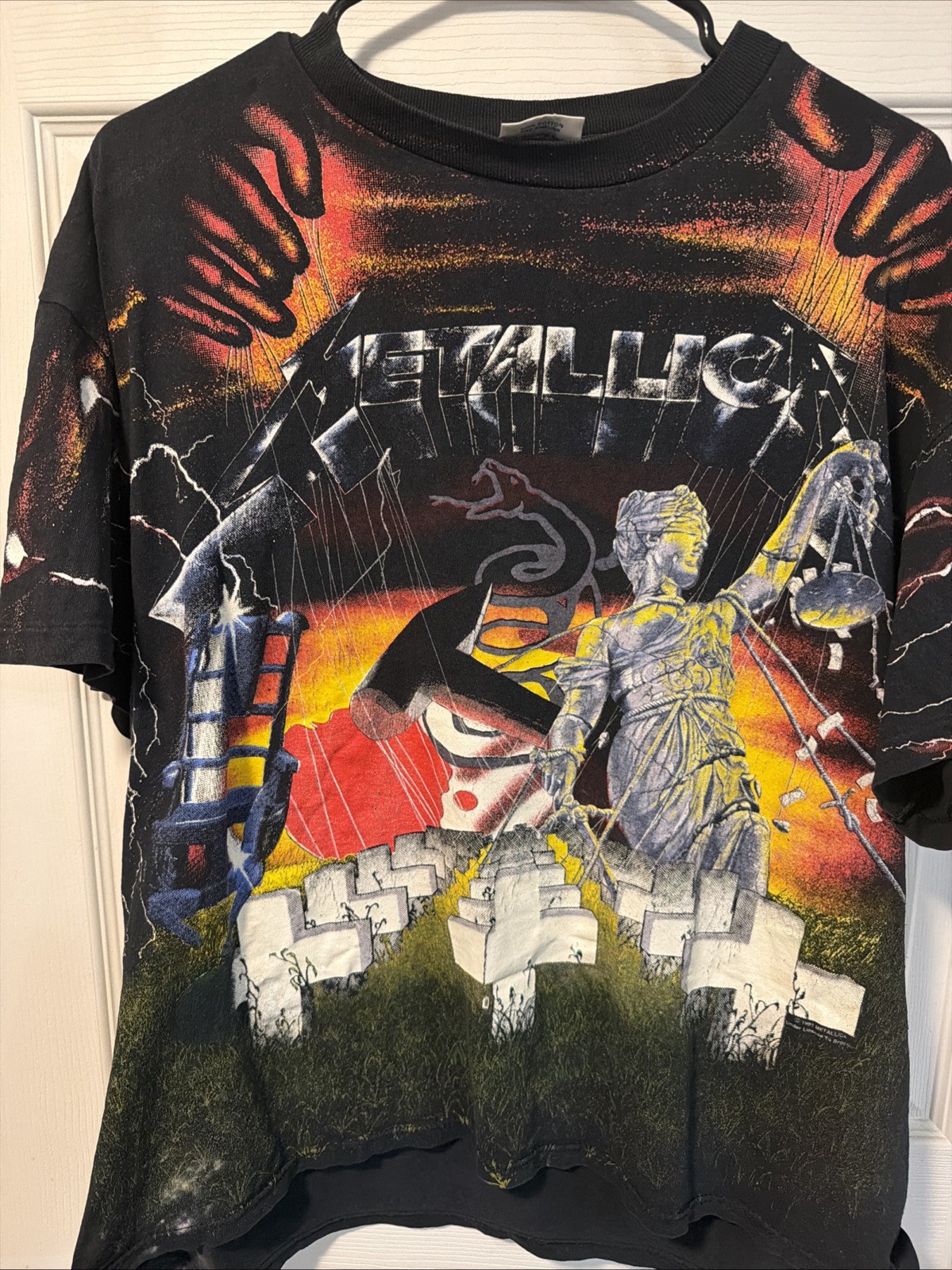 Vintage 1991 Metallica T-shirt Brockum Rare All Over Print 5 Album USA Made XL Vintage 1991 Metallica T-shirt Brockum Rare All Over Print 5 Album USA Made XL