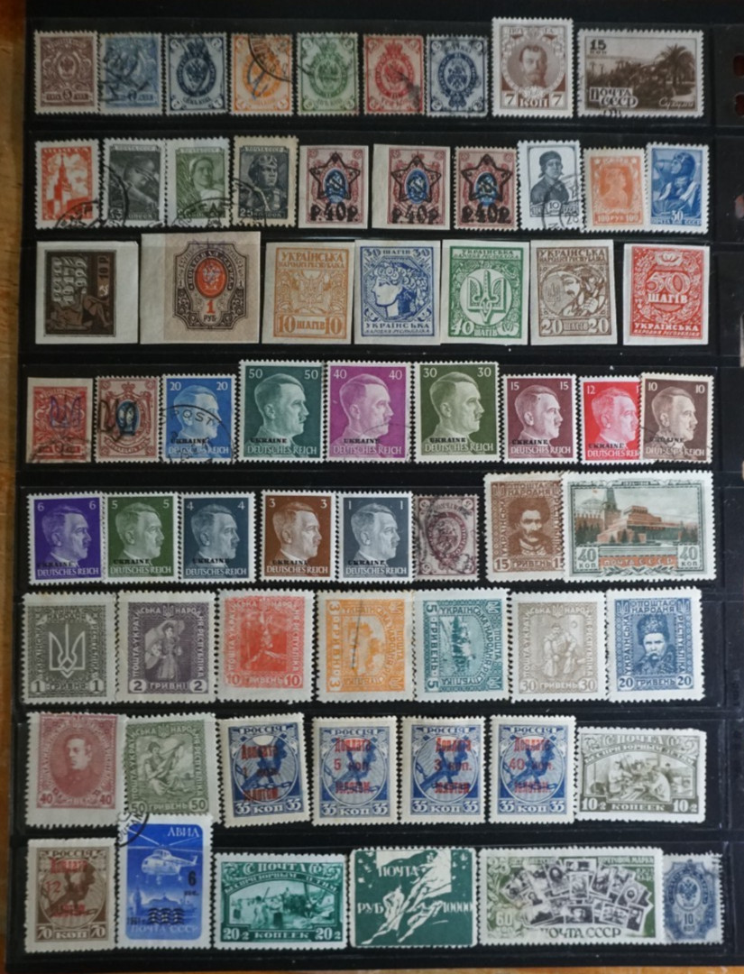 Russia Ukraine page of older mint & used stamps
