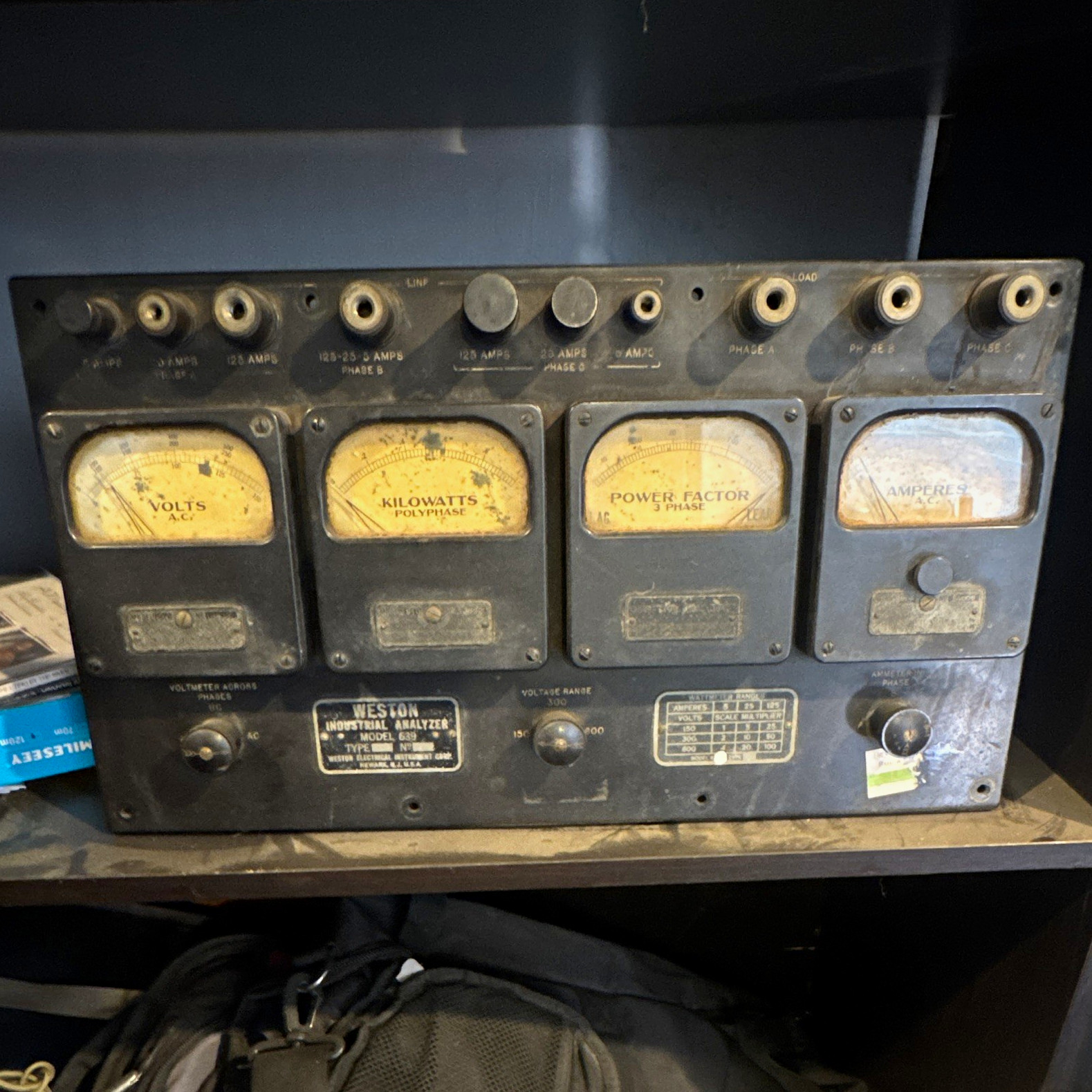 Weston Model 639 Industrial Analyzer Analog AC Polyphase Meter Panel 3 Phase